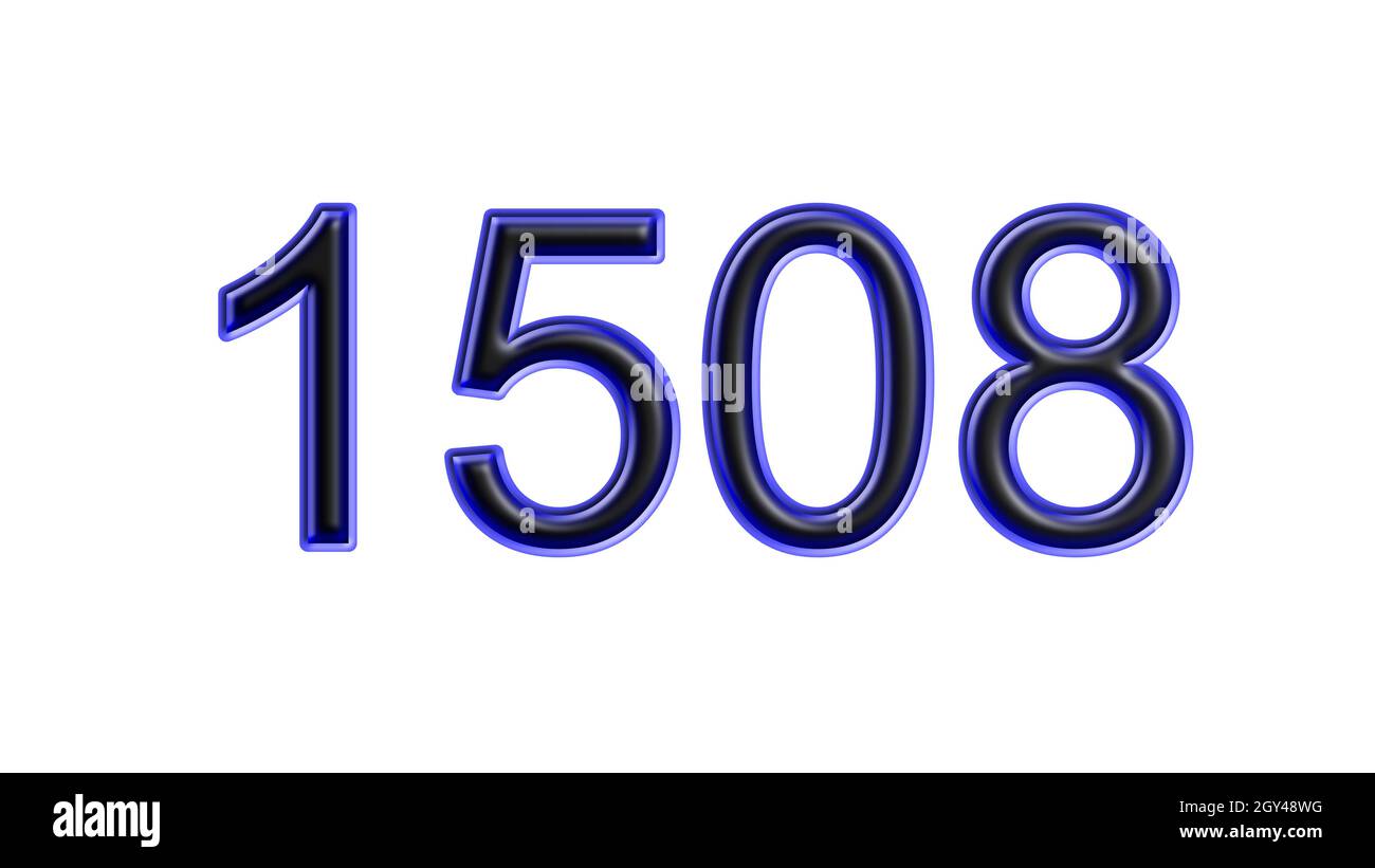 Blauer 1508-number-3d-Effekt weißer Hintergrund Stockfoto