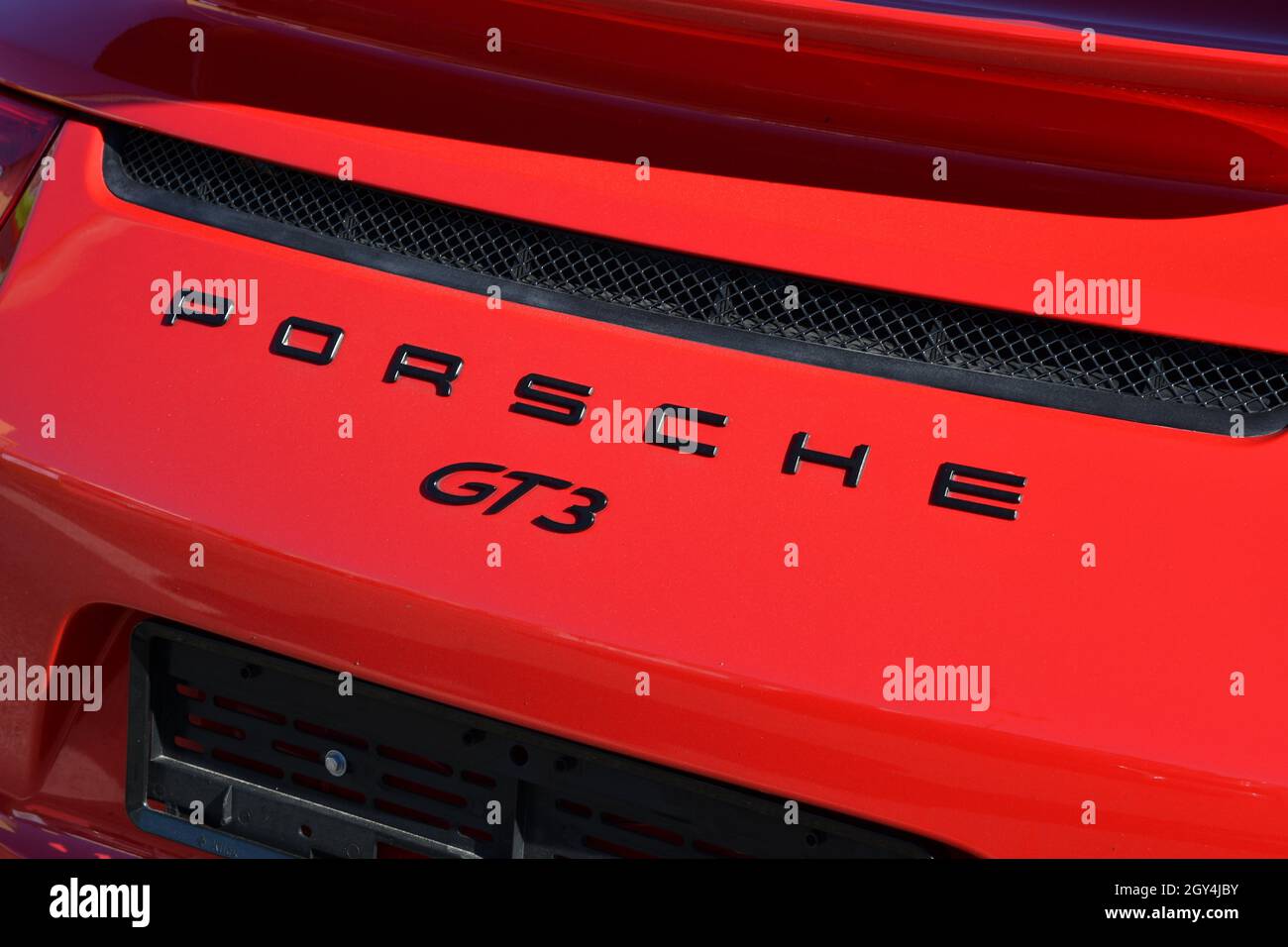 Mugello Circuit, Italien - 23. September 2021: Detail eines Porsche Carrera 4S im Fahrerlager des Mugello Circuit. Italien Stockfoto