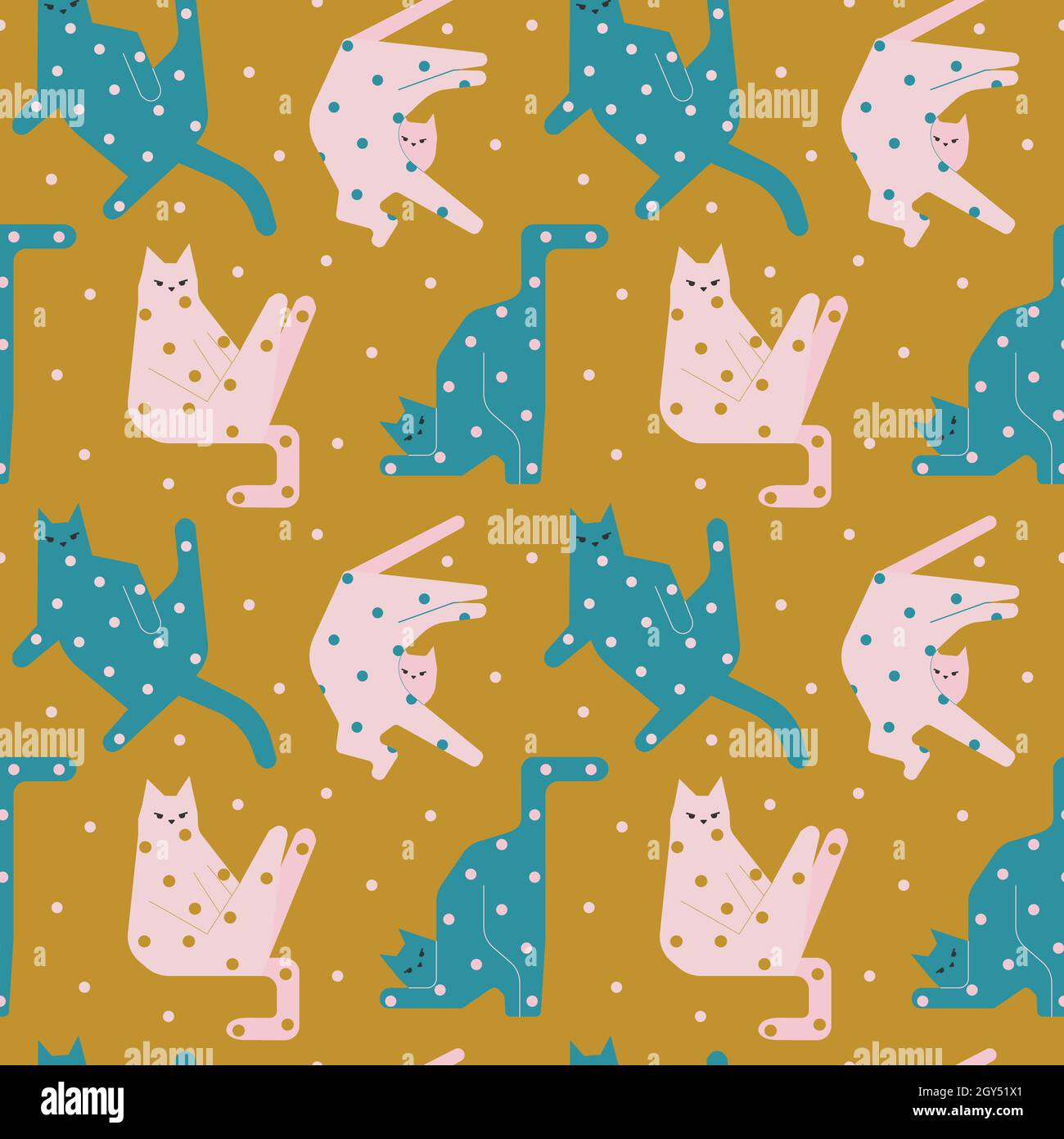 Lustige Katzen in seltsamen Posen Muster Stock Vektor