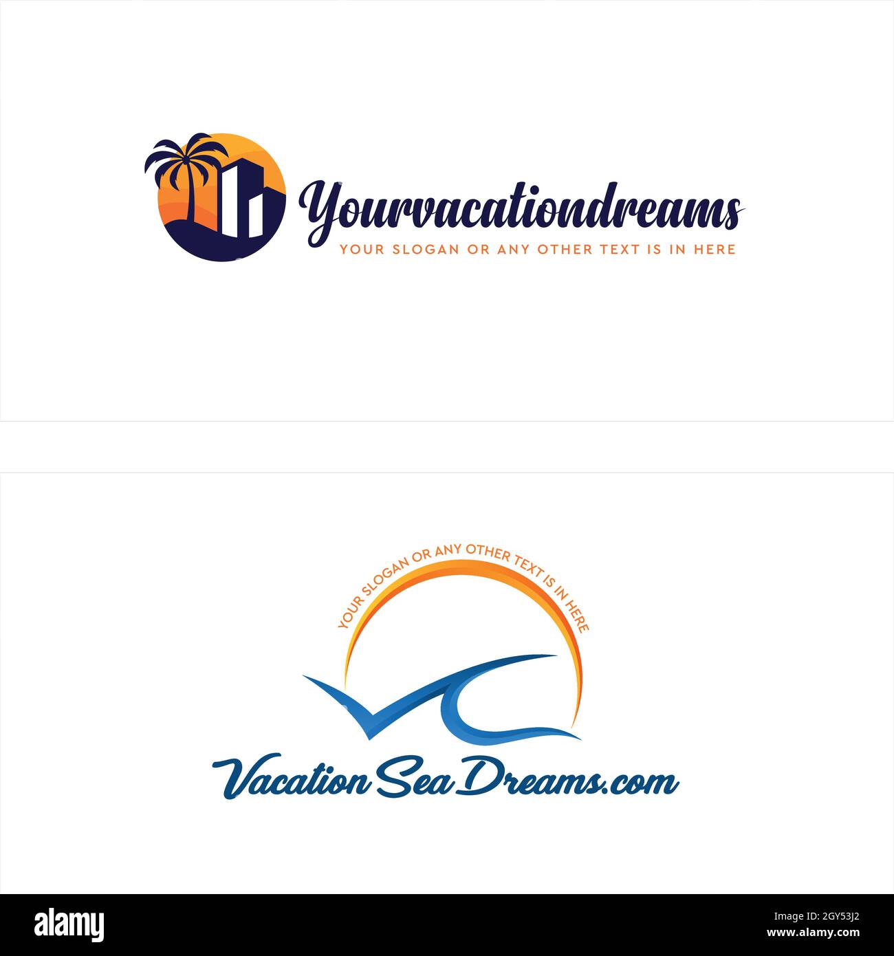 Design des Urlaubs-Logos für Sea Beach Hotels Stock Vektor