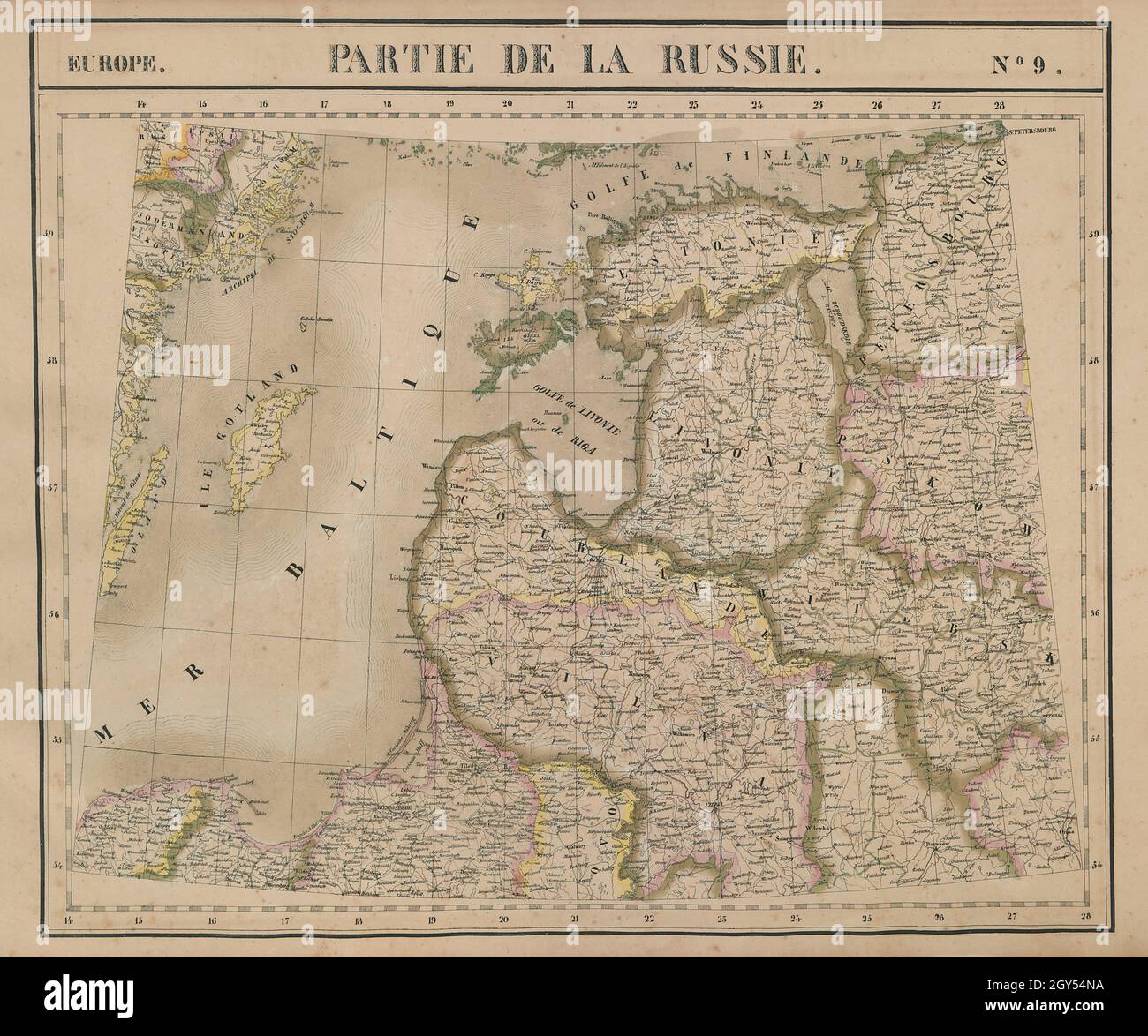 Europa. Russland #9 Baltische Staaten. Estland Lettland Litauen. VANDERMAELEN 1827 Karte Stockfoto