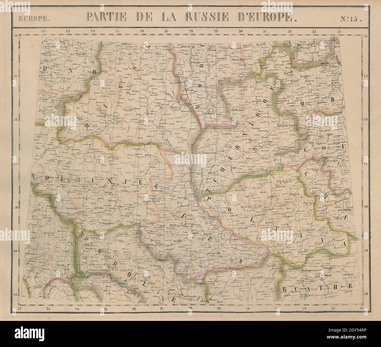 Russie d'Europe #15 Nordukraine. Südliches Weißrussland. VANDERMAELEN 1827 Karte Stockfoto