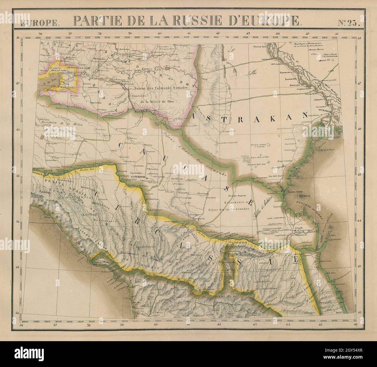 Russie d'Europe #23 Nordkaukasus Russland Georgien VANDERMAELEN 1827 alte Landkarte Stockfoto