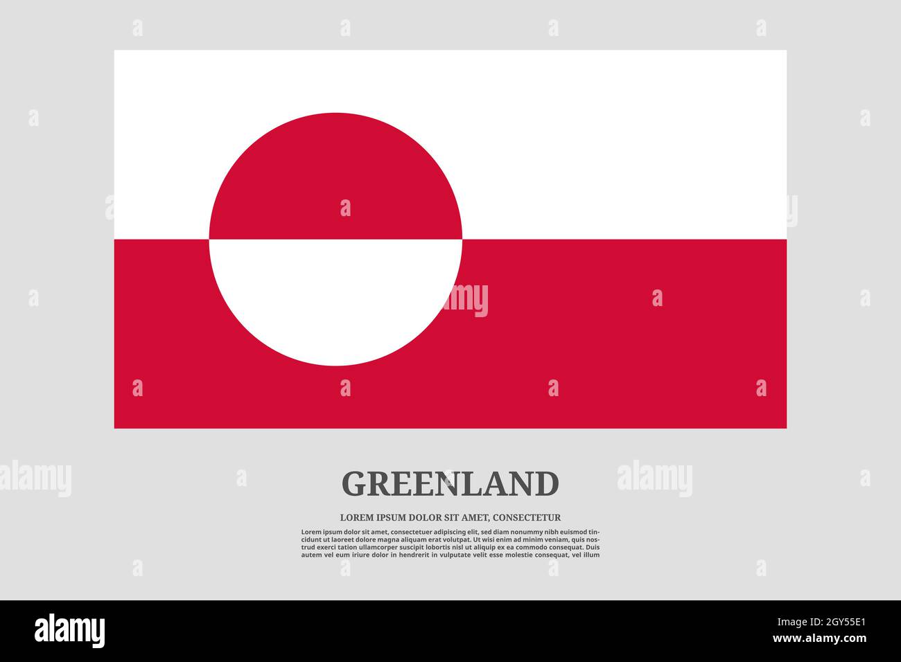 Grönland Flagge und Informationen Text Poster, Vektor Hintergrund Stock Vektor