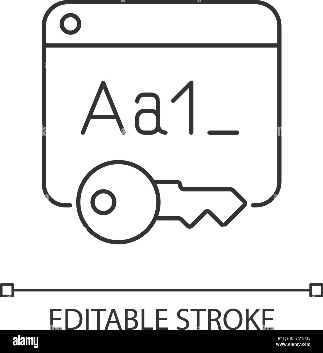 Lineares Symbol für Buchstaben- und Ziffernpasswort Stock Vektor