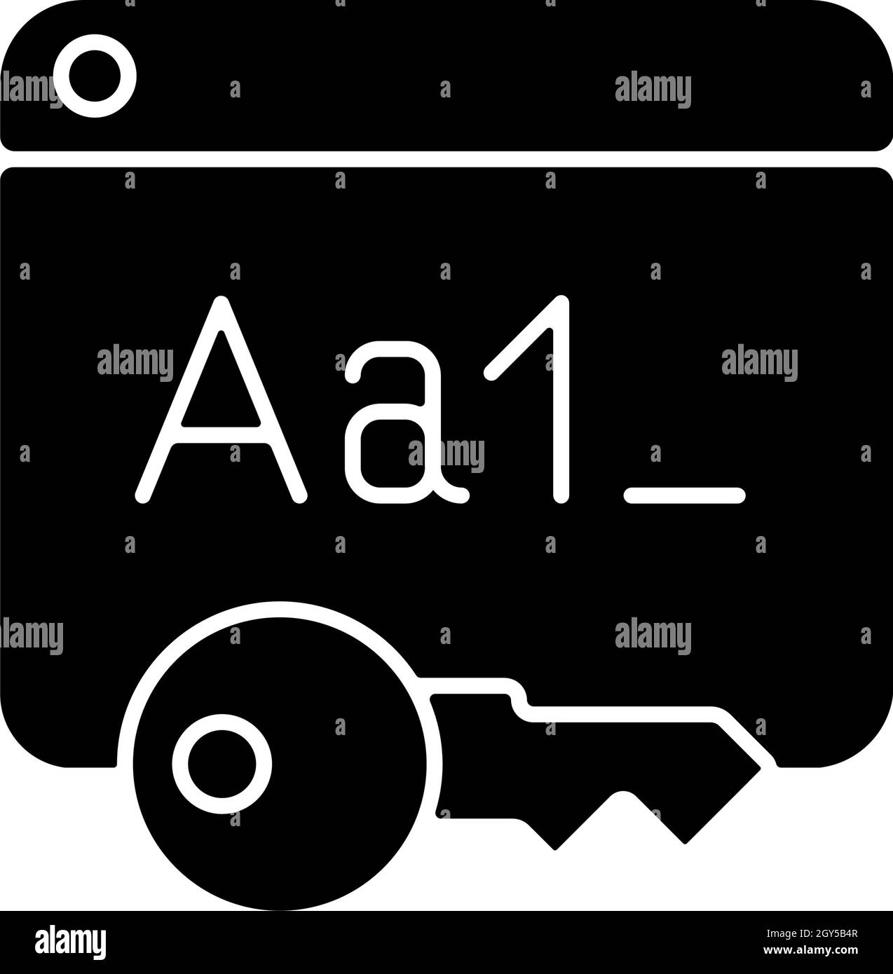 Schwarzes Glyphensymbol mit Buchstaben und Zahlen Stock Vektor