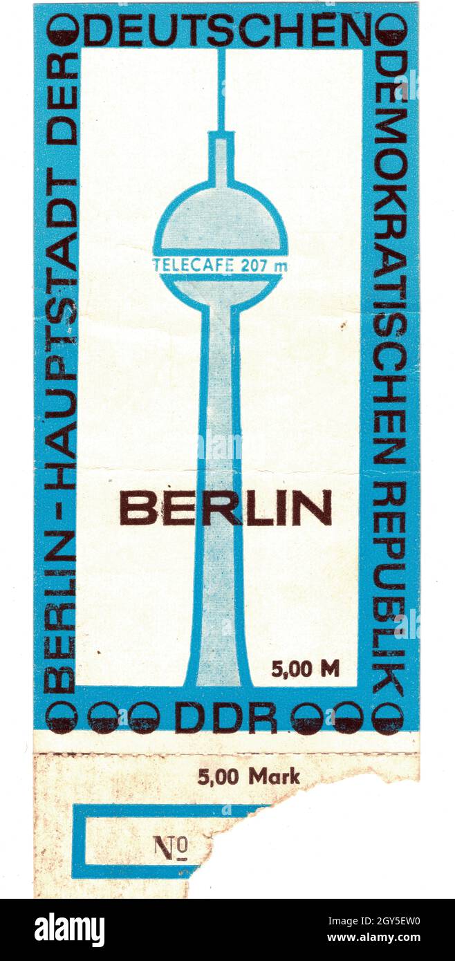 Eintrittskarte für den Berliner Fernsehturm, Berlin, Deutschland Stockfoto