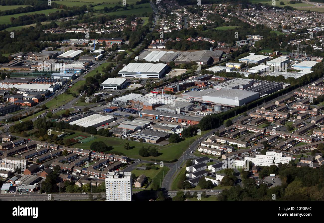 Luftaufnahme der Industrie auf dem Seacroft Industrial Estate auf der