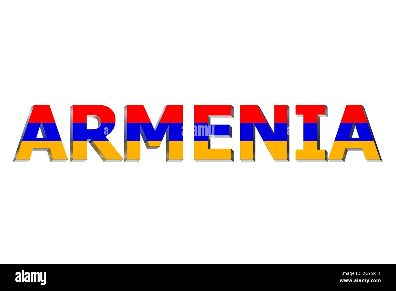 Flagge von Armenien über einen Text Hintergrund. Stockfoto