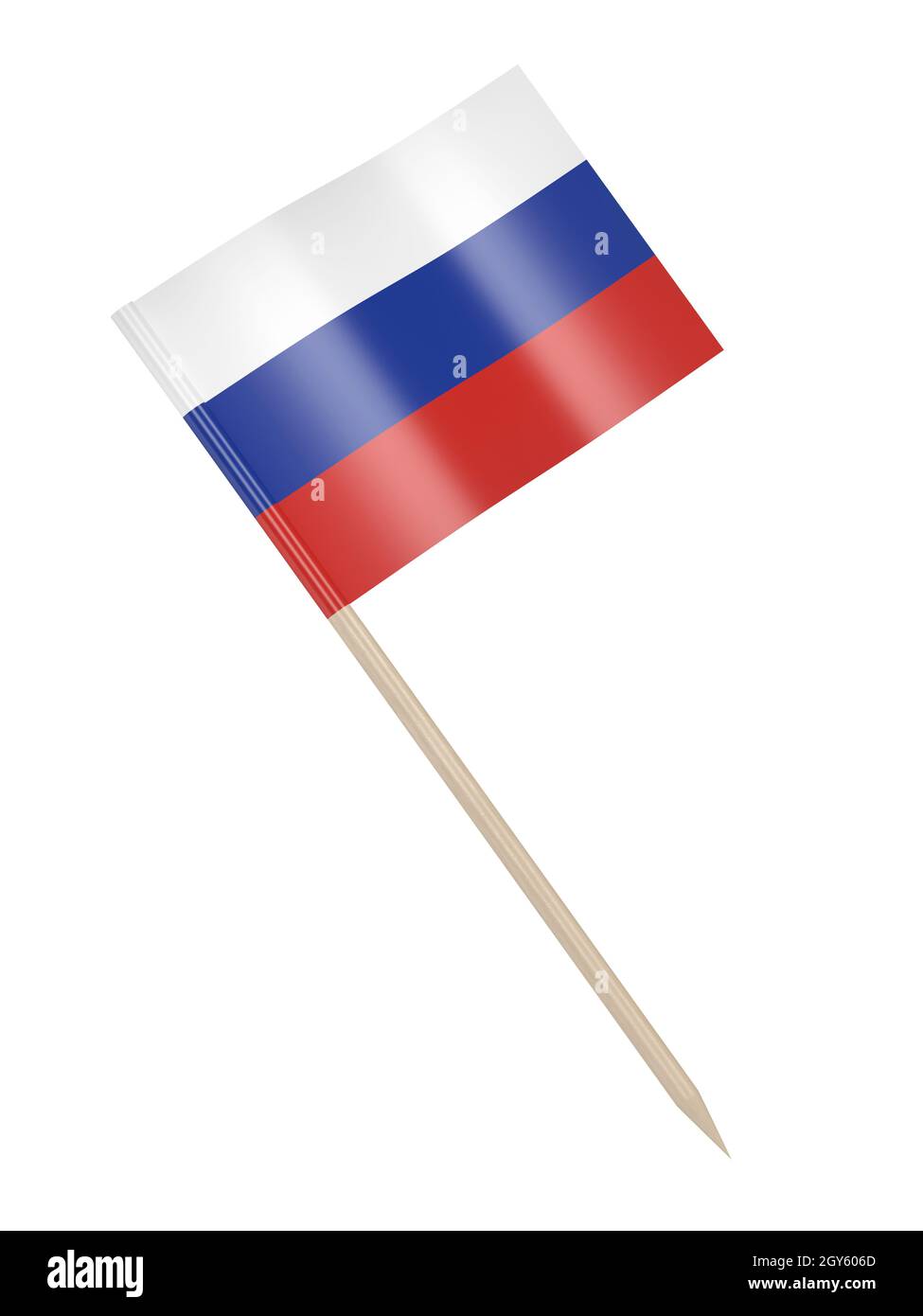 Russische Flagge Zahnstocher isoliert auf weißem Hintergrund Stockfoto