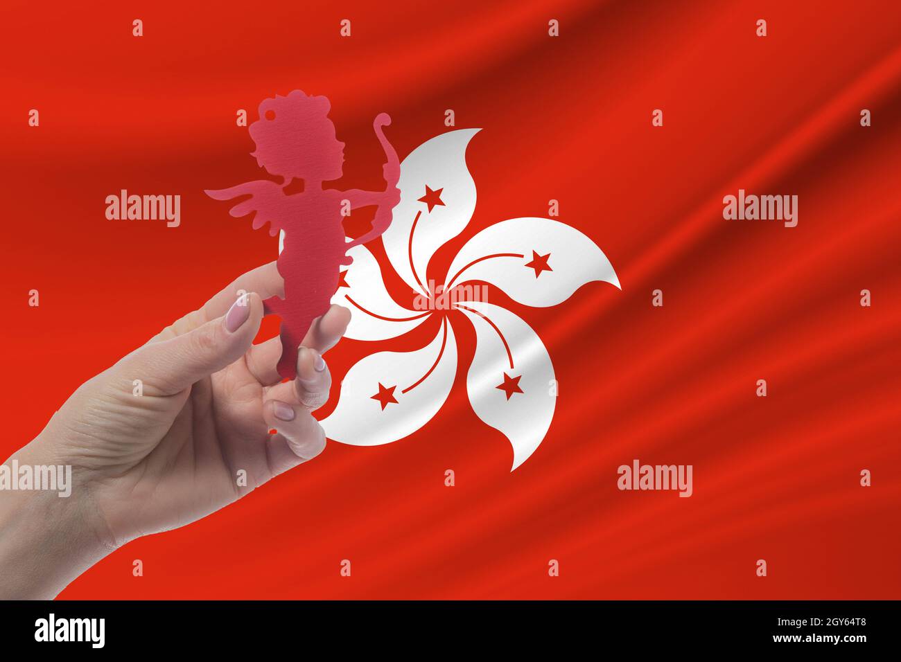 Valentinstag in Hongkong. Beziehungen in Hongkong. Wir feiern den internationalen Valentinstag Stockfoto