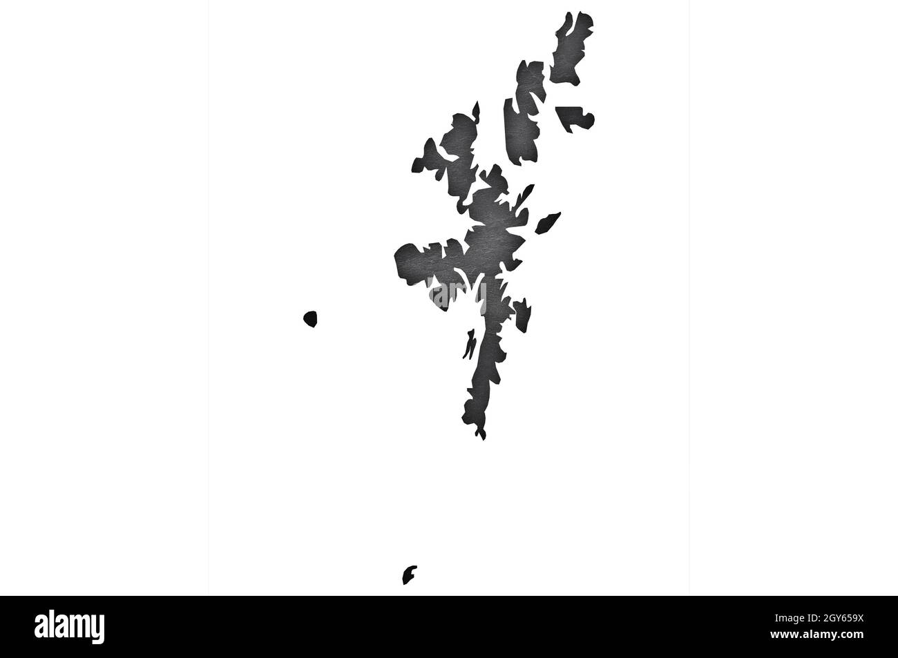 Karte der Shetland Inseln auf dunklem Schiefer Stockfoto