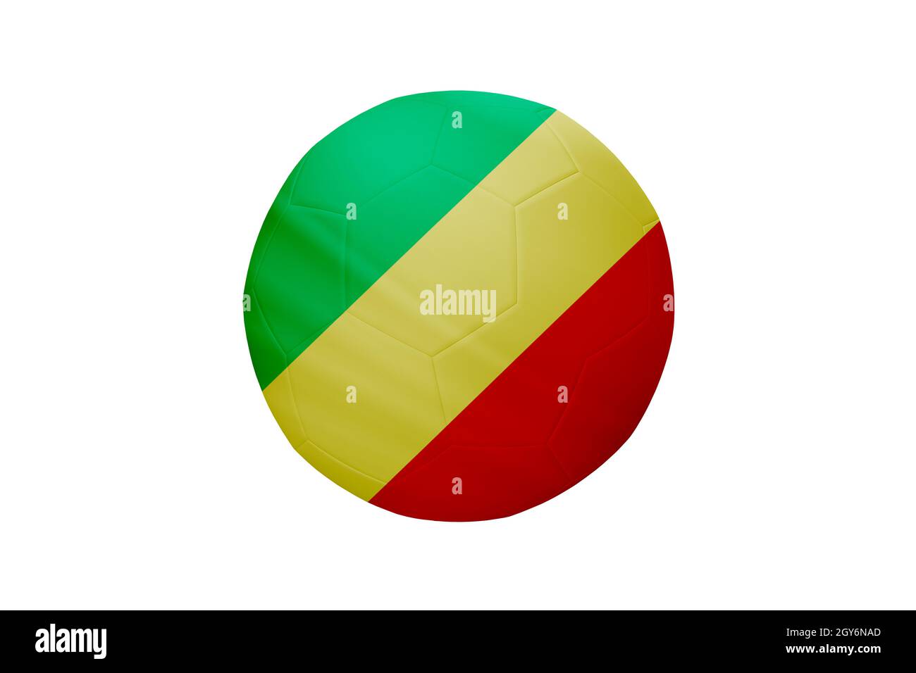 Fußball in den Farben der Kongo-Flagge isoliert auf weißem Hintergrund. In einem konzeptionellen Meisterschaftsbild, das die Republik C unterstützt Stockfoto