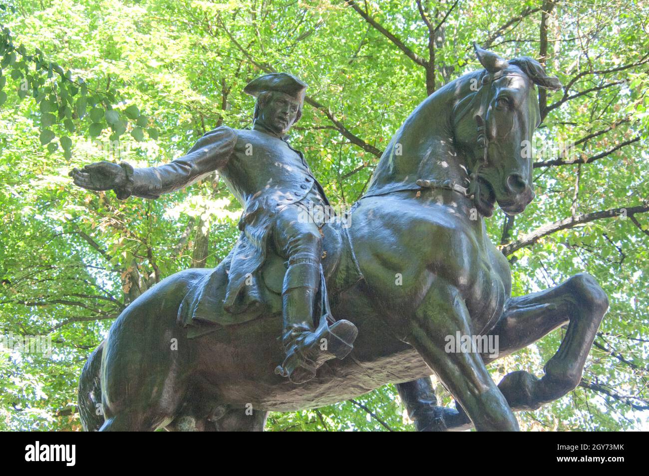 Paul Revere Statue im Bostoner North End Stockfoto