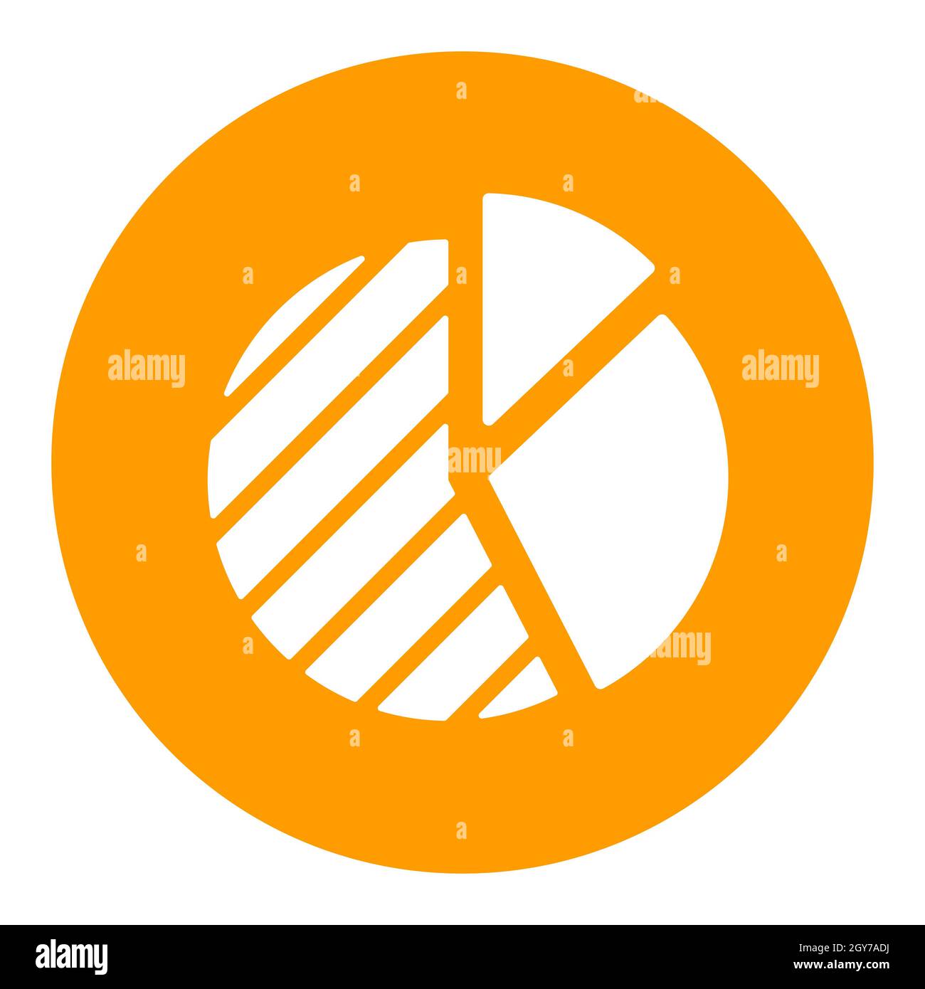 Kreisdiagramm: Symbol für weiße Glyphen. Finanzzeichen. Graph-Symbol für Ihr Website-Design, Logo, App, UI. Vektorgrafik, EPS10. Stockfoto