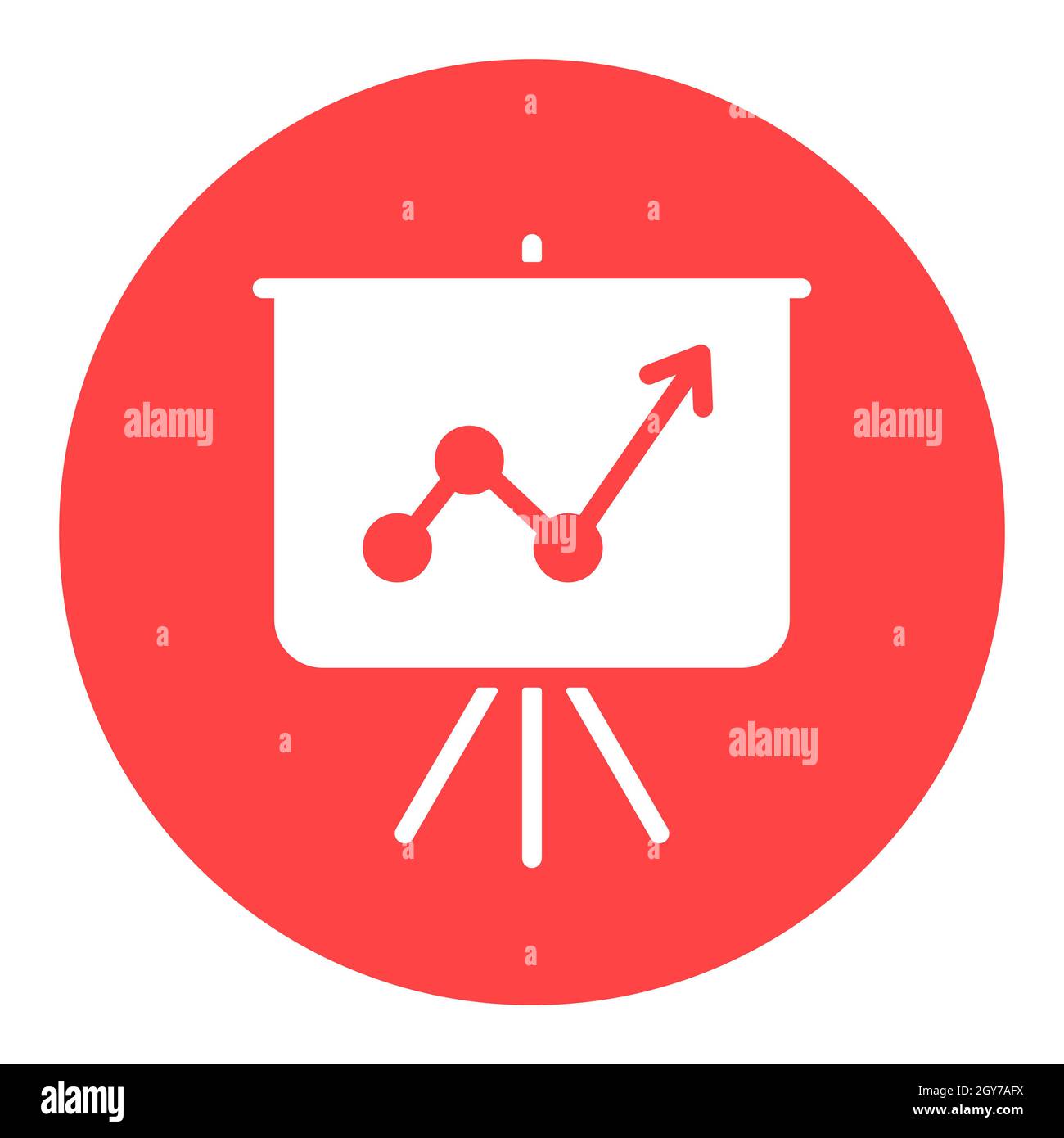 Flipchart umreißt weißes Glyphensymbol. Projektionsfläche mit einem Graphen. Geschäftszeichen. Graph-Symbol für Ihr Website-Design, Logo, App, UI. Vektor-Illus Stockfoto