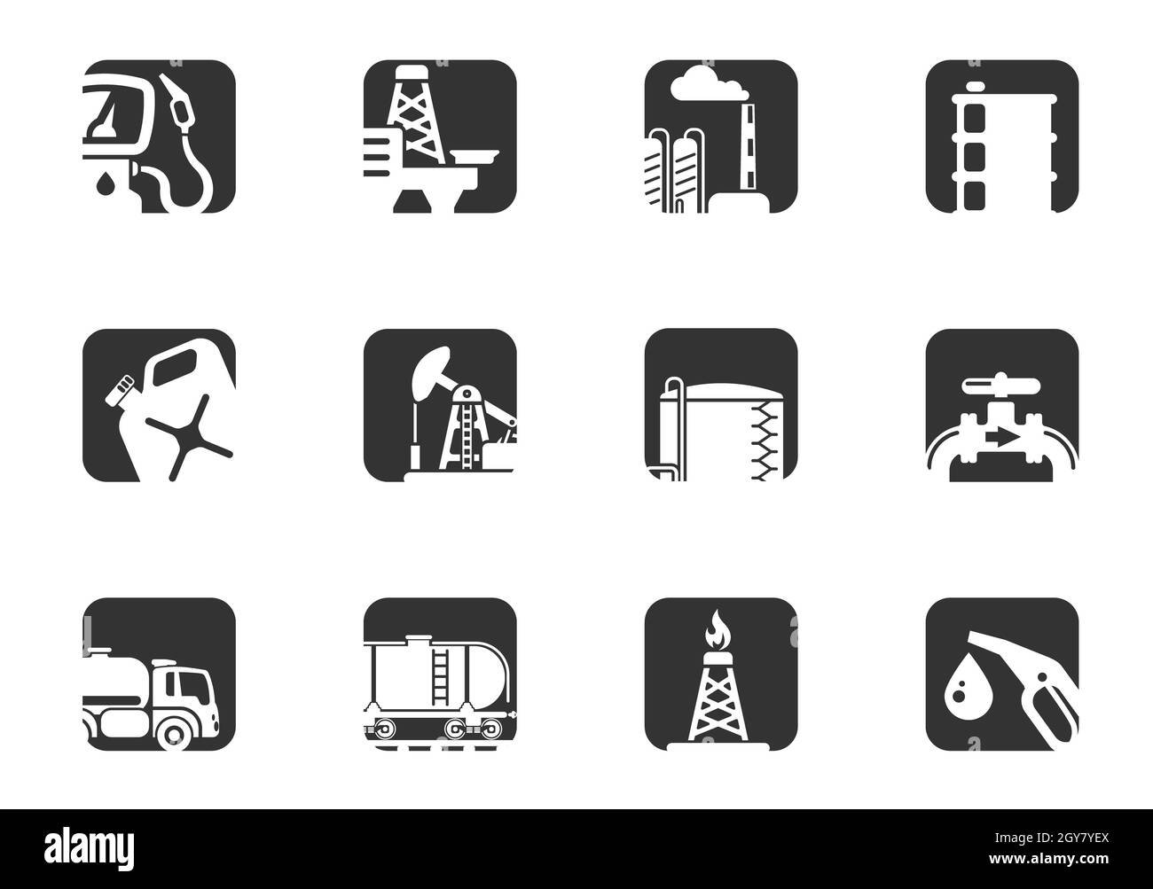 Öl-und Benzin Objekte einfach Symbole für Web und Benutzeroberfläche Stockfoto