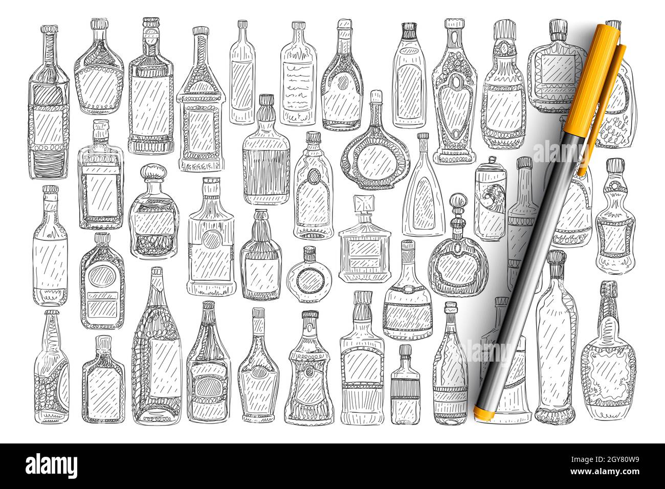 Hand Gezeichnete Bierflasche Stockfotos Und Bilder Kaufen Alamy