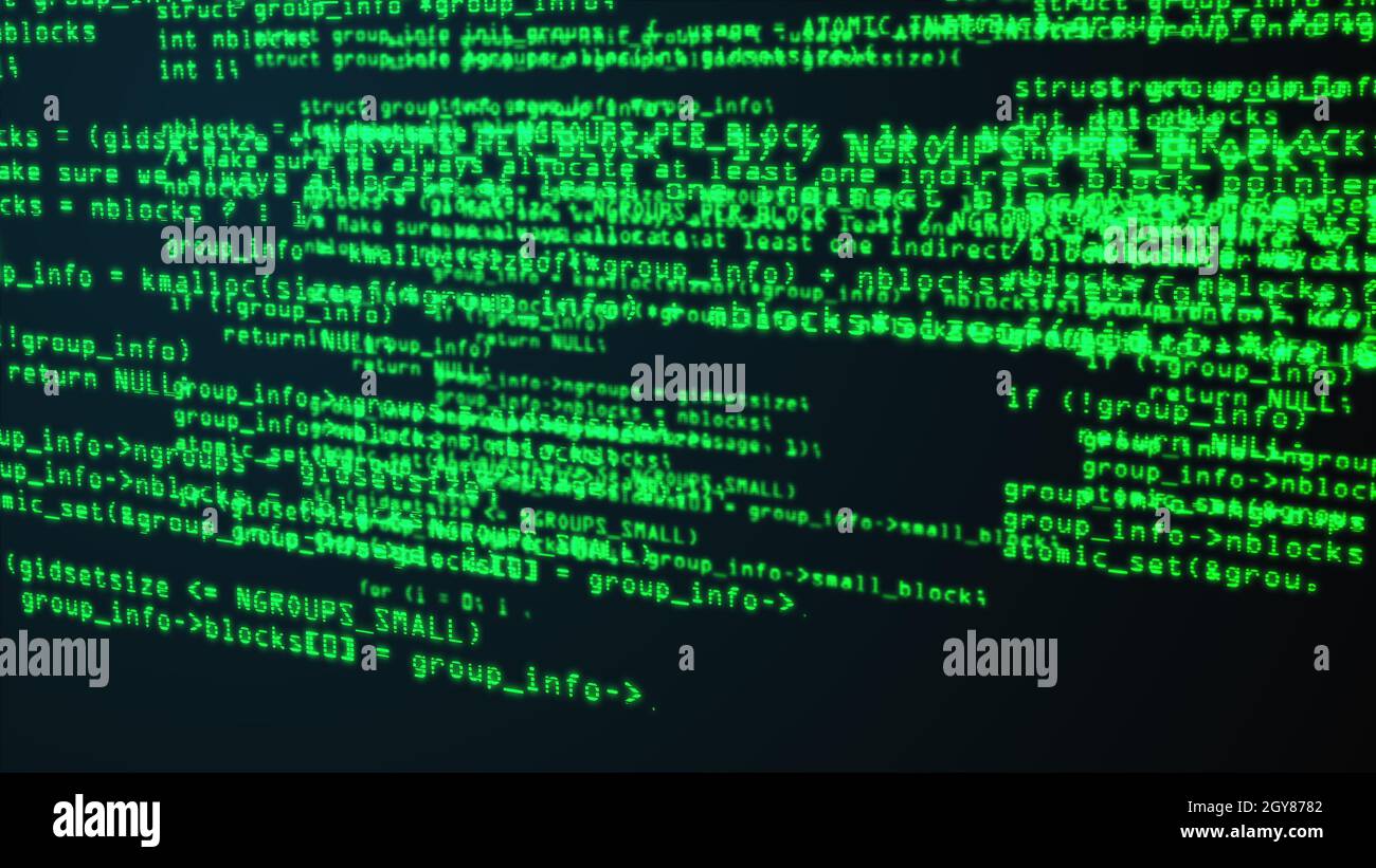 Programmiercode über das Computerbildschirmterminal, computergeneriert Stockfoto