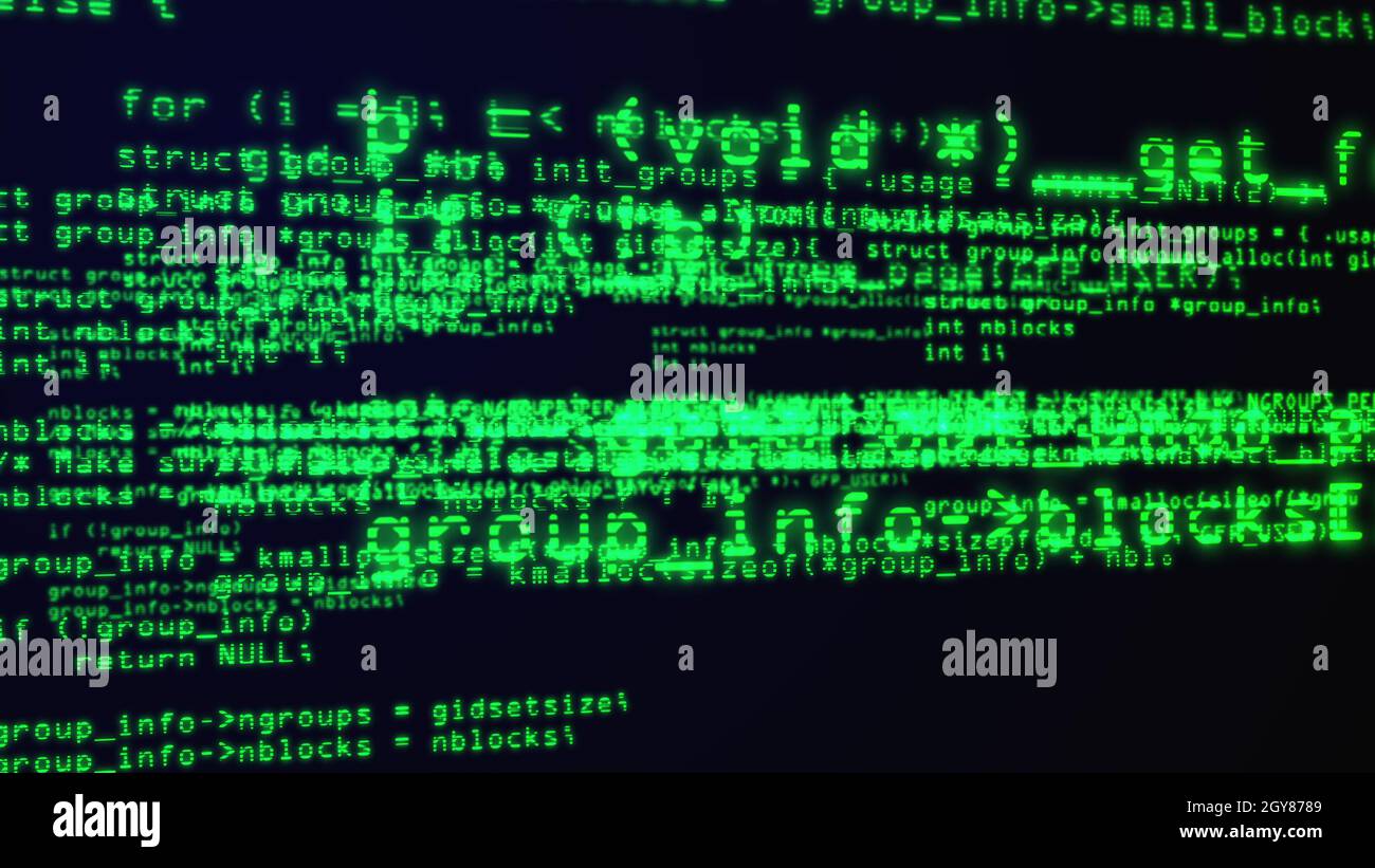 Programmiercode über das Computerbildschirmterminal, computergeneriert Stockfoto