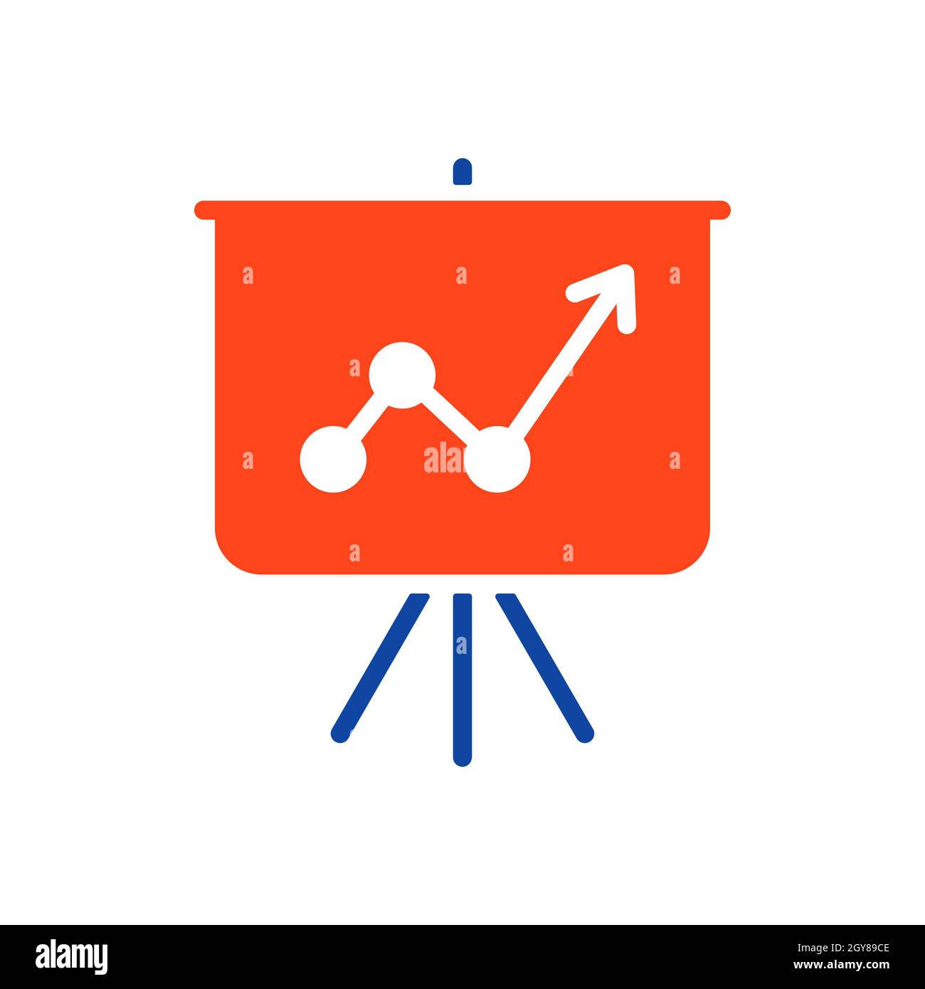 Flipchart-Glyphensymbol für Umrisse. Projektionsfläche mit einem Graphen. Geschäftszeichen. Graph-Symbol für Ihr Website-Design, Logo, App, UI. Vektordarstellung Stockfoto