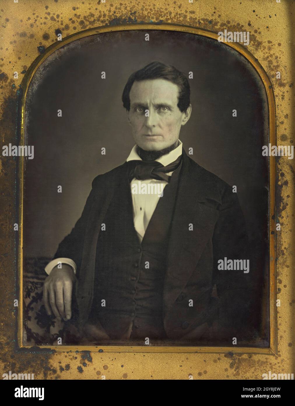 Jefferson Davis (1808-89), amerikanischer Politiker, diente während des amerikanischen Bürgerkrieges als Präsident der Konföderierten Staaten, Senator des Staates Mississippi und Kongressabgeordneter vor dem amerikanischen Bürgerkrieg, US-Außenminister unter Franklin Pierce, halblanges Porträt, Daguerreotype, nicht identifizierter Künstler, 1846 Stockfoto