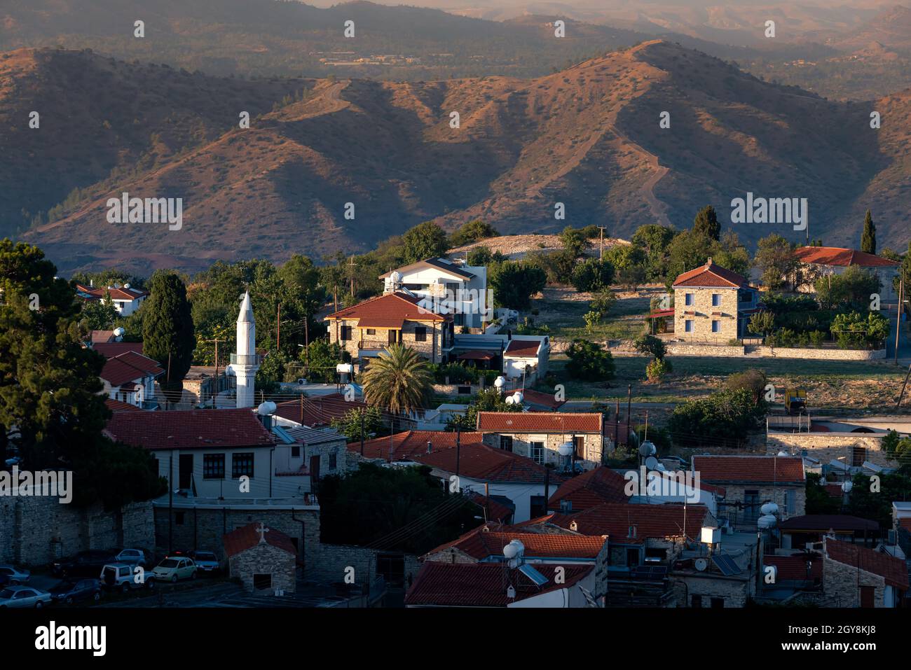 Blick auf das Dorf Pano Lefkara, Zypern Stockfoto