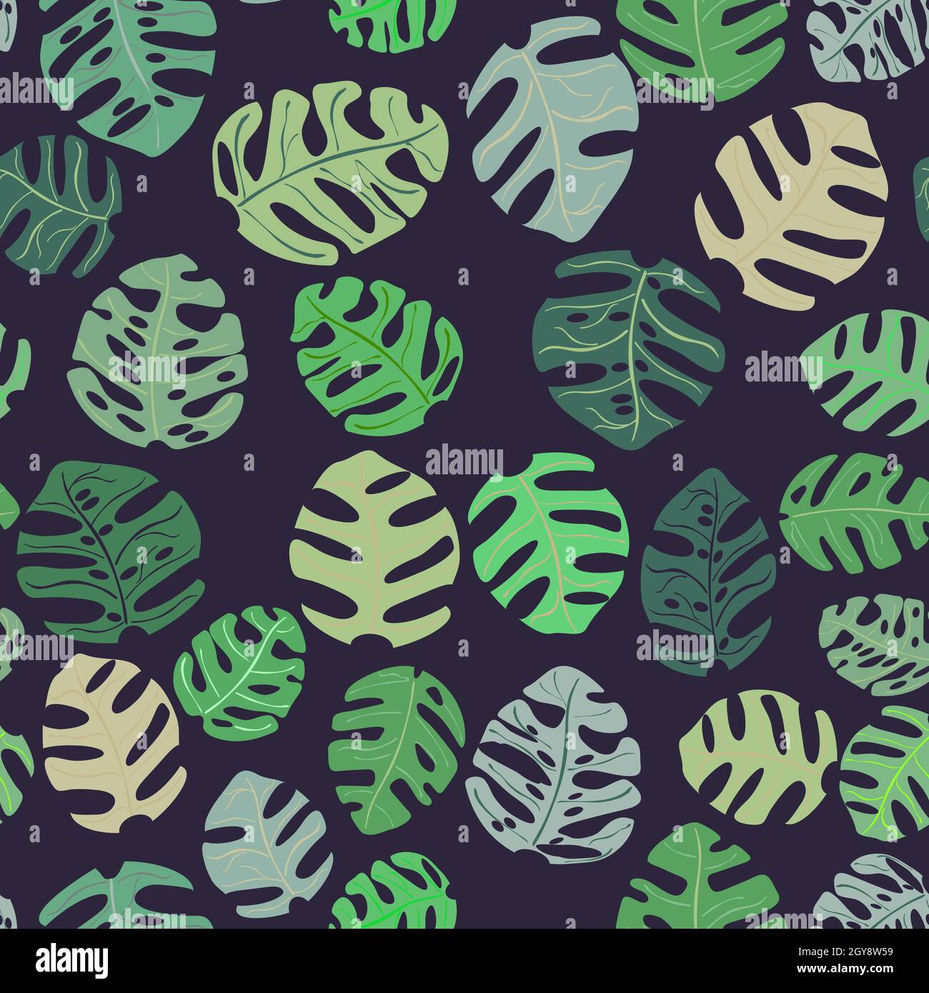 monstera Blume grün Blätter Muster Stock Vektor