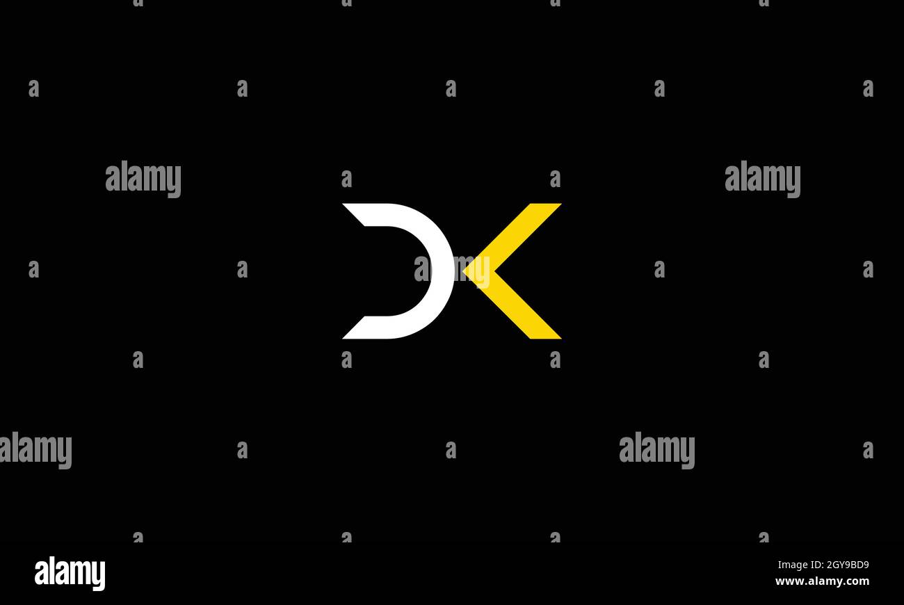 LETTERS DK-LOGO-DESIGN MIT NEGATIVEM PLATZEFFEKT FÜR DIE ILLUSTRATION Stock Vektor