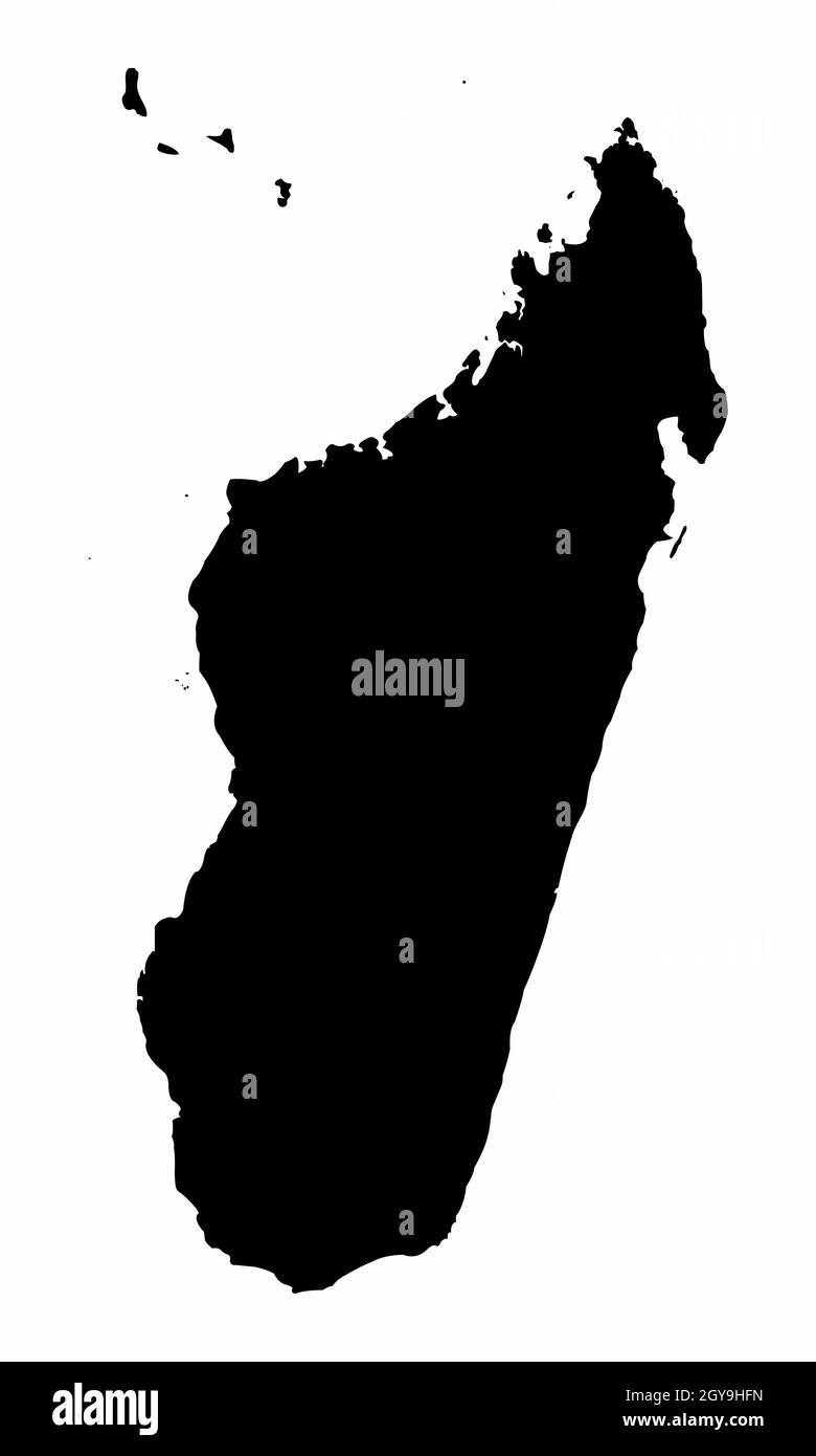 Madagaskar Silhouette Karte isoliert auf weißem Hintergrund Stock Vektor