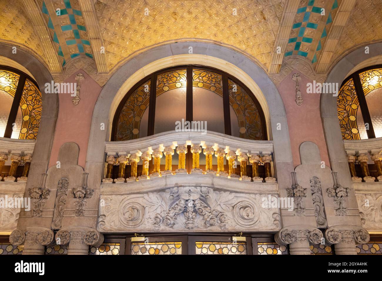 Barcelona, Spanien-27. September 2021: Box, Loge oder Opernbox im Palau de la Música Catalana in Barcelona, Katalonien, Spanien Stockfoto