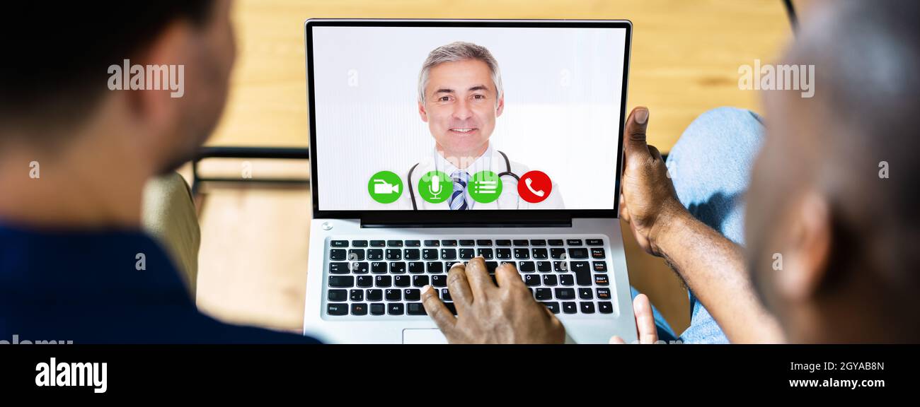 Arzt Video-Telefonkonferenz Am Computer Stockfoto