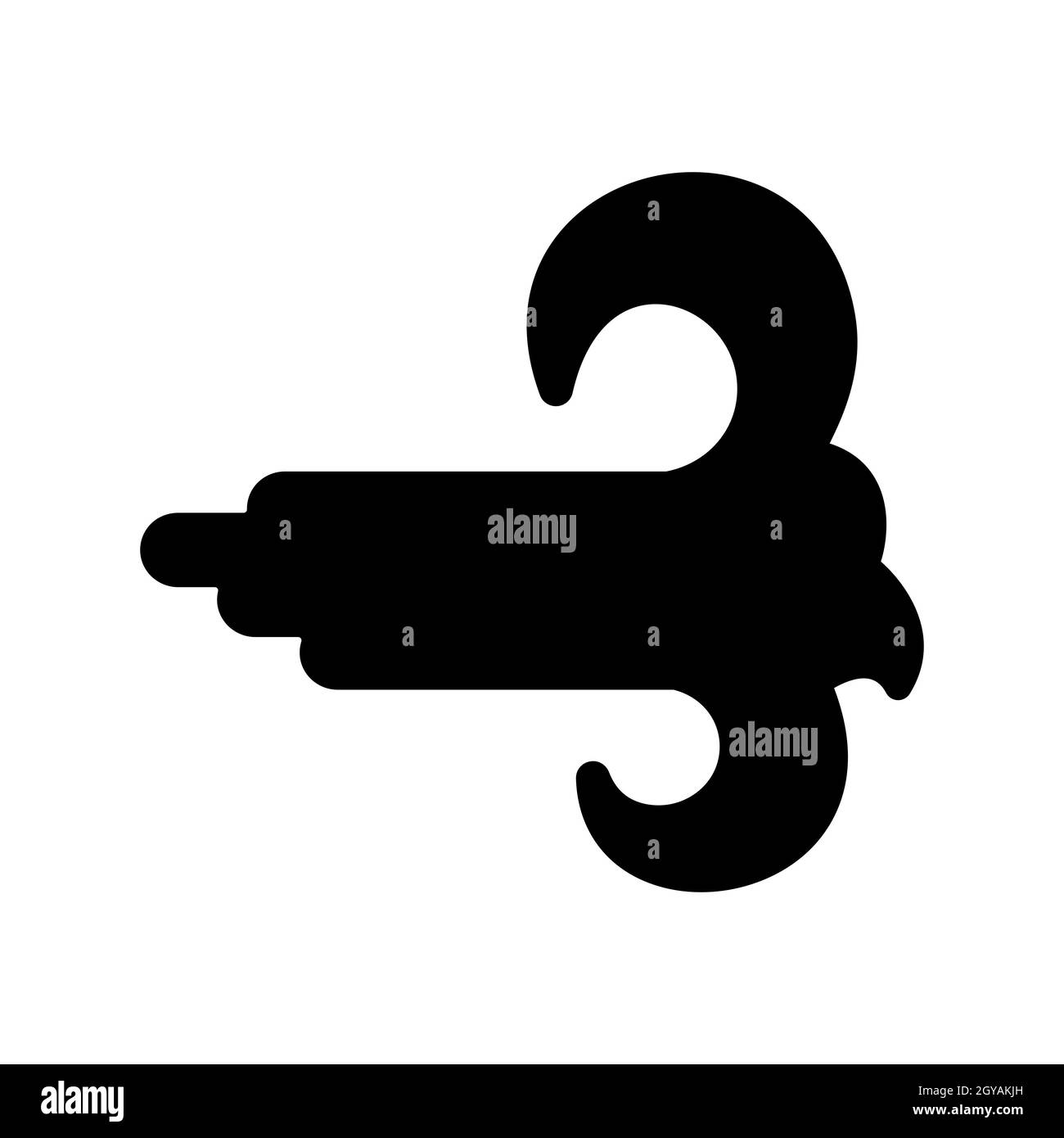 Glyphensymbol mit hohem Windvektor. Meteorologie-Schild. Graph-Symbol für Reise-, Tourismus- und Wetterwebsite und App-Design, Logo, App, UI Stockfoto