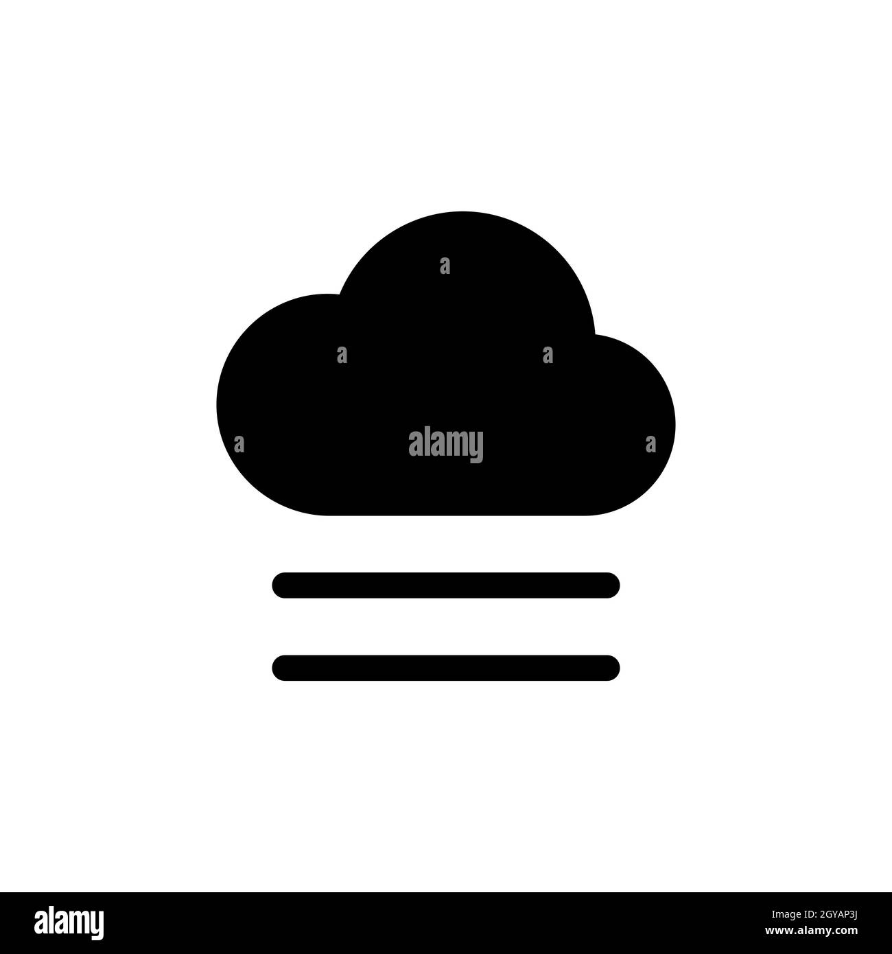 Symbol für Nebel- und Wolkenvektoren. Meteorologie-Schild. Graph-Symbol für Reise-, Tourismus- und Wetterwebsite und App-Design, Logo, App, UI Stockfoto