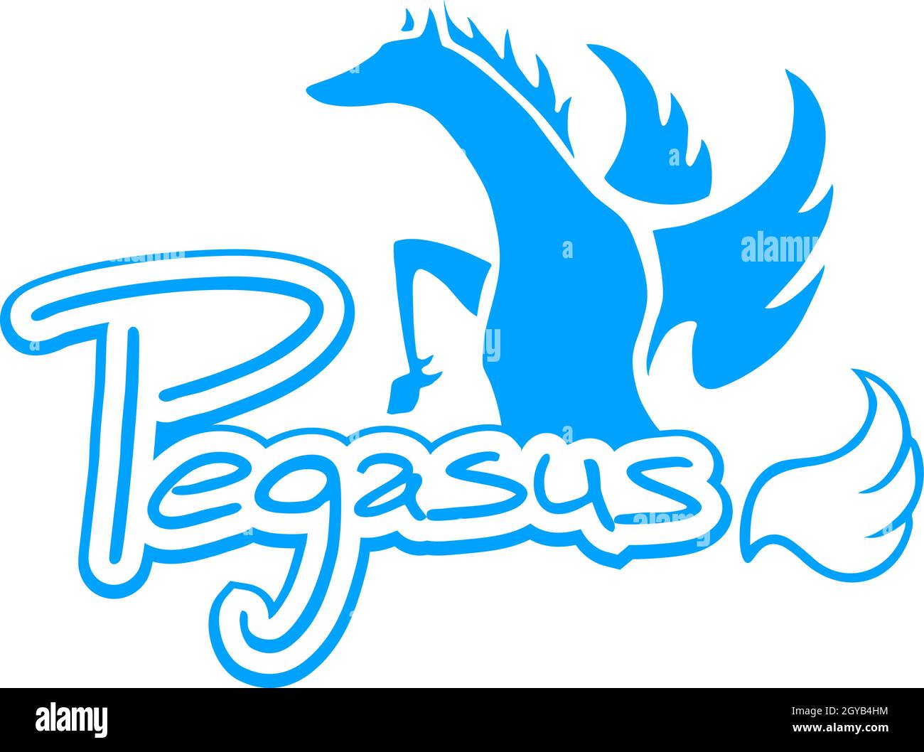 Blaues pegasus-Symbol Stock Vektor