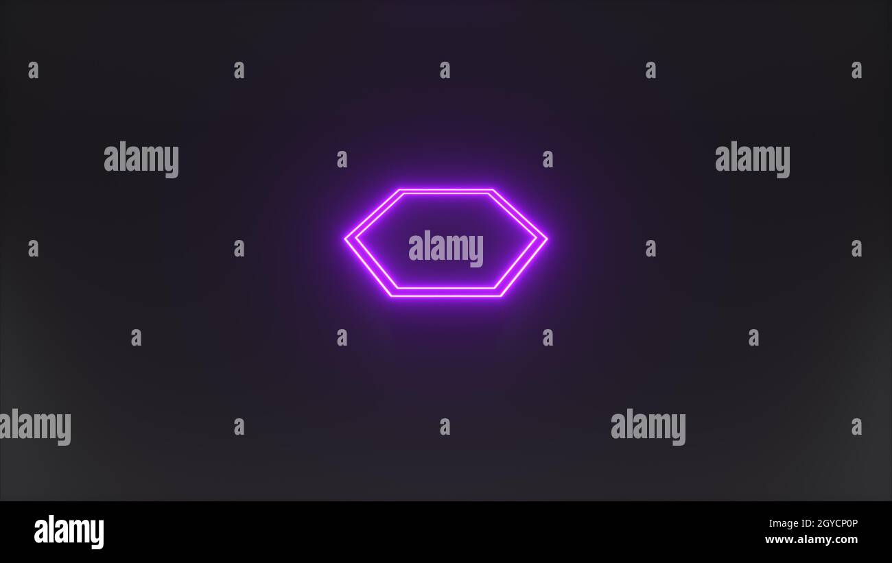 Abstrakter Hintergrund mit Podiumsplatzierungen. Dunkles Design mit Neon. 3D-Rendering Stockfoto