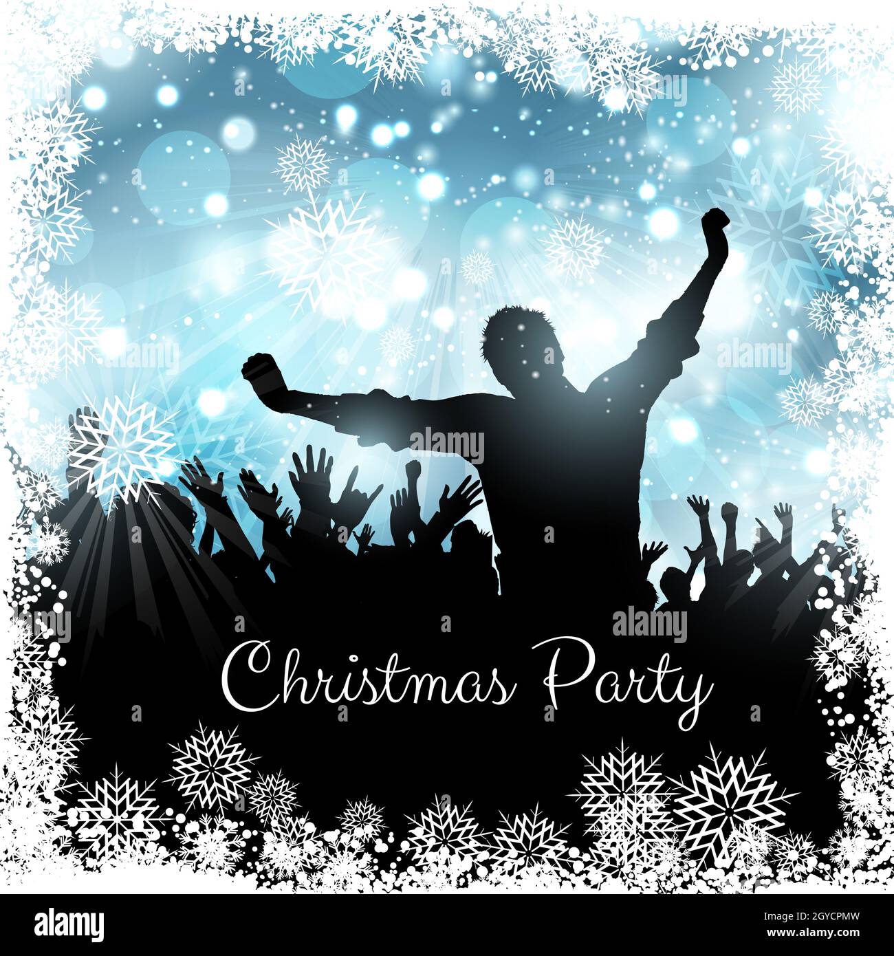 Silhouette der Party-Crowd auf Weihnachten Hintergrund Stockfoto