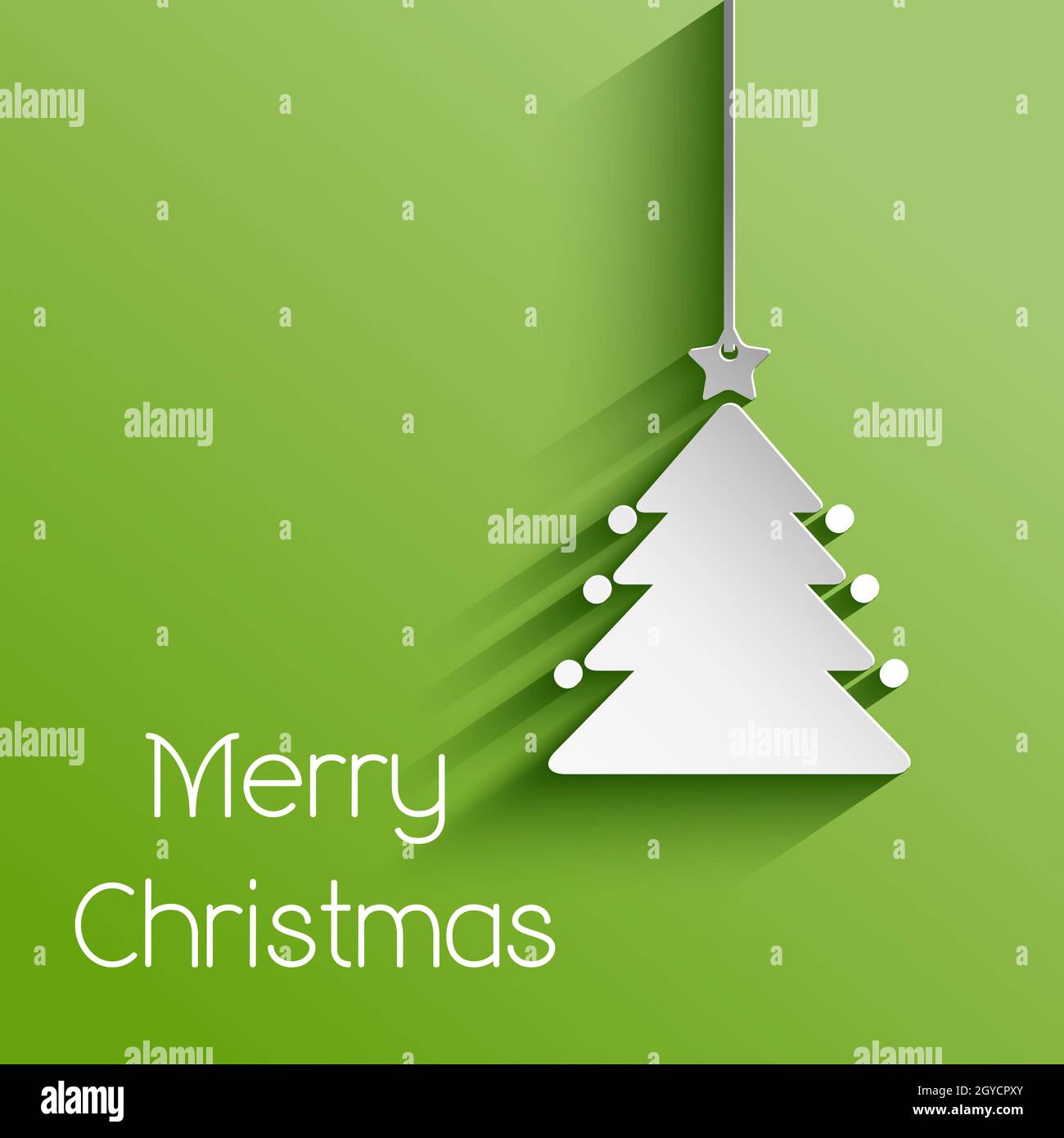 Vereinfachende Weihnachten Hintergrund mit einem hängenden Baum Stockfoto