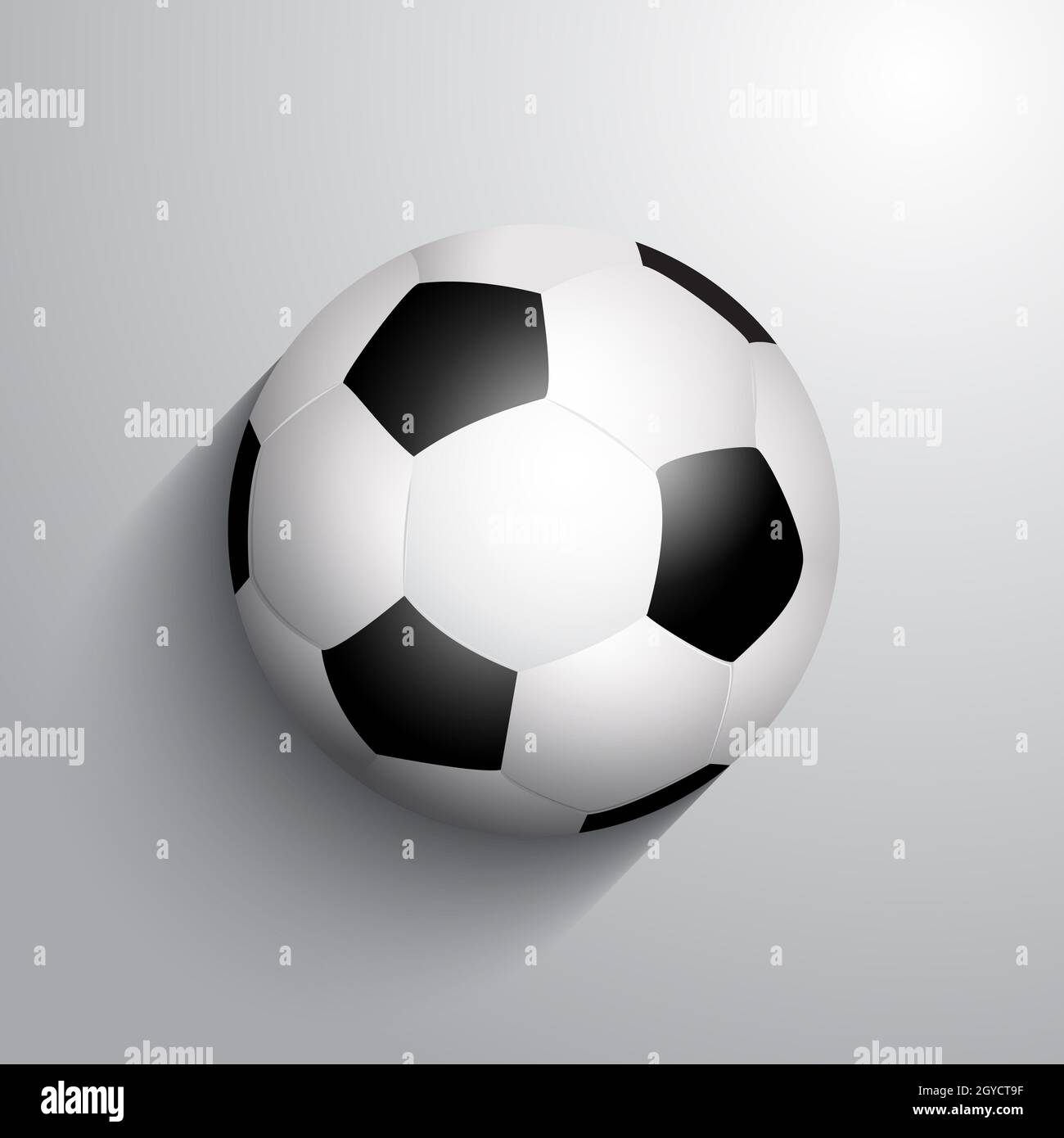 Fußball oder Fußball auf einem monochromen Hintergrund mit Schatten Stockfoto