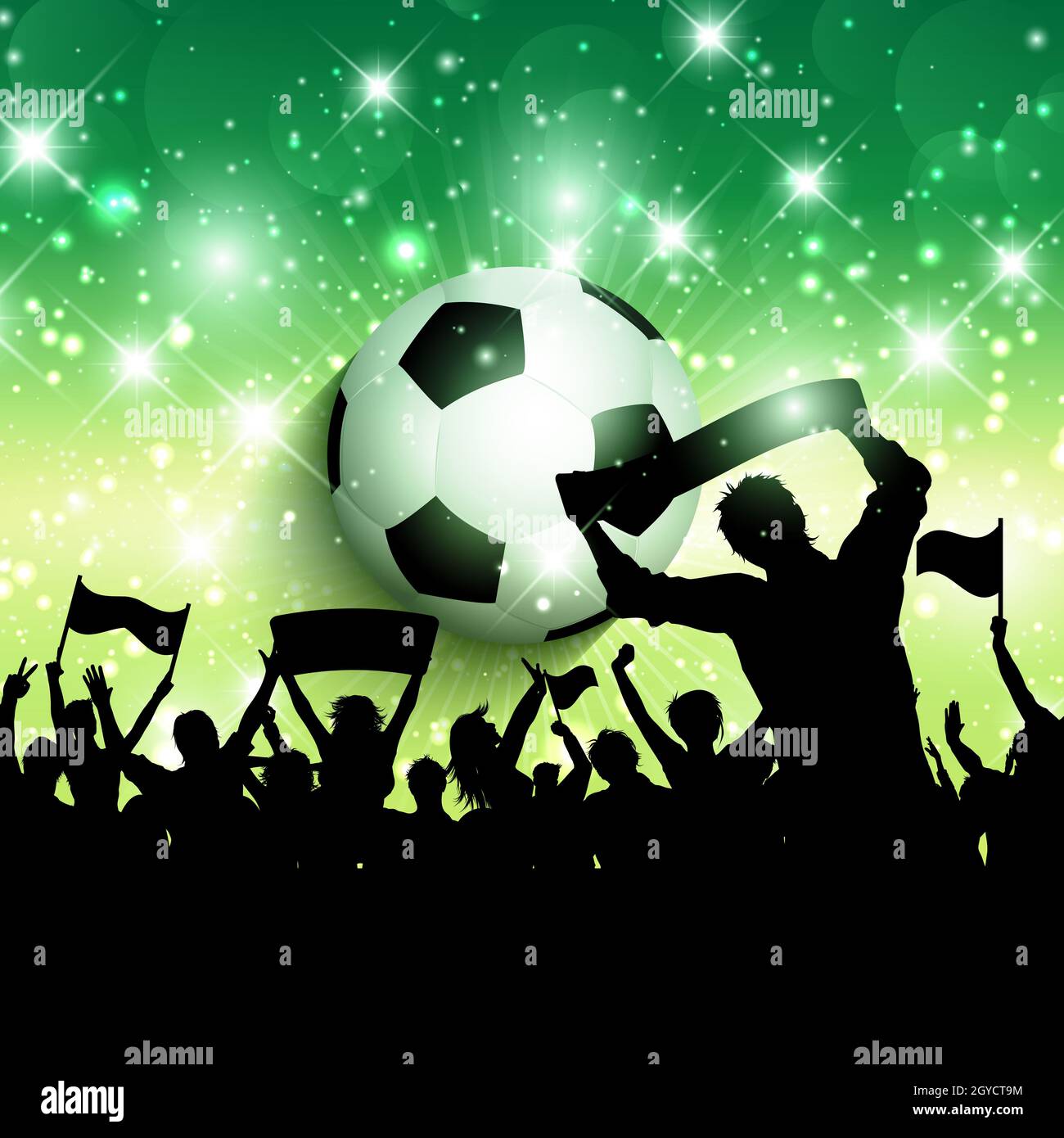 Silhouette eines Fußballs oder Fußballs Crowd Hintergrund Stockfoto