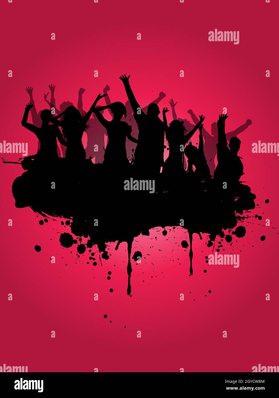 Grunge-Silhouette der Party-crowd Stockfoto