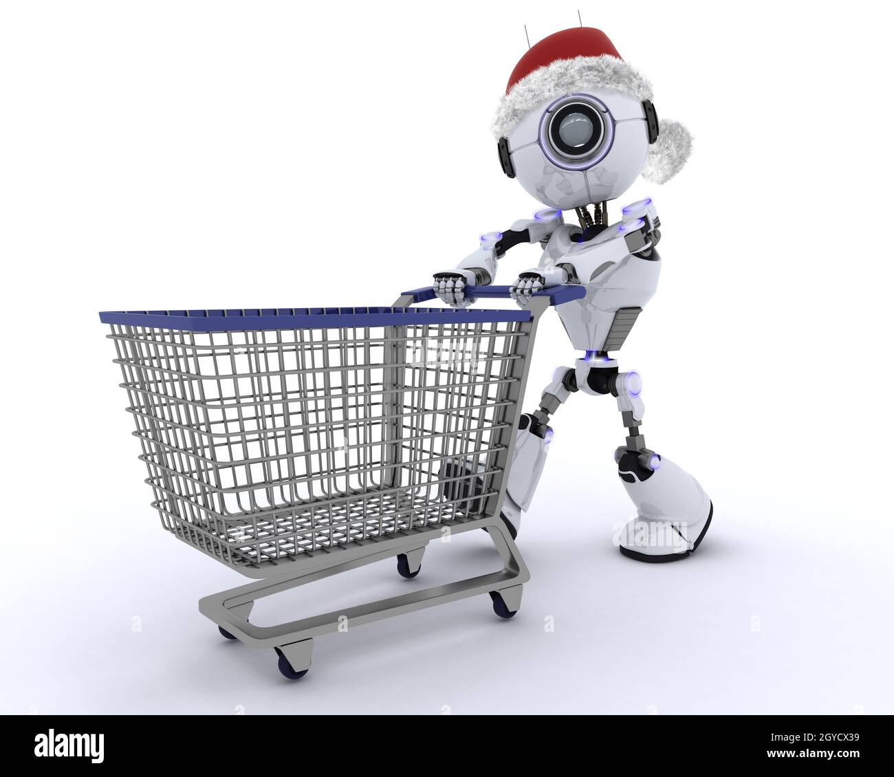 3D Render von einem Roboter-Weihnachts-shopping Stockfoto