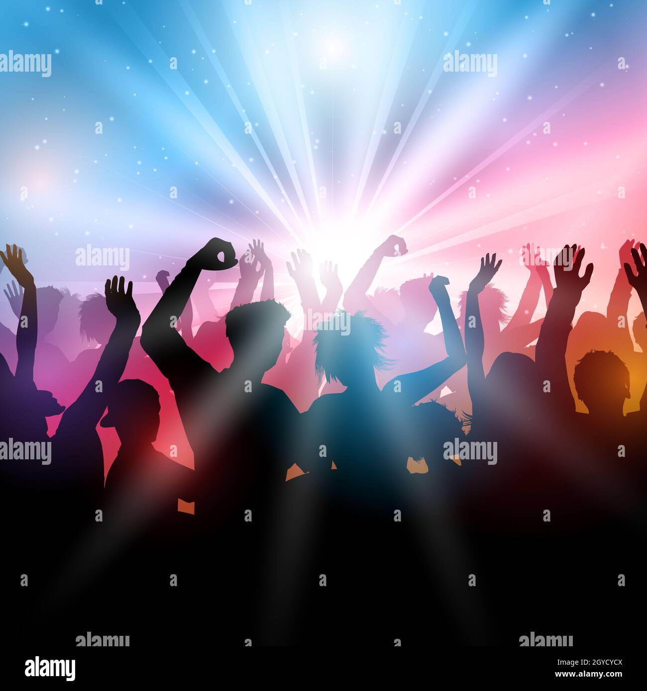 Silhouette der Party-crowd Stockfoto