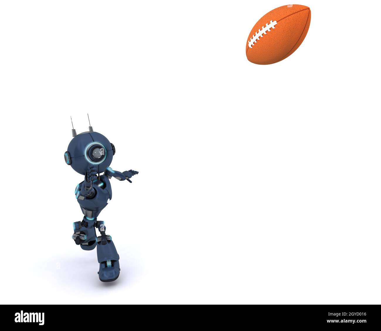 3D Rendern eines Androiden spielen American Football Stockfoto