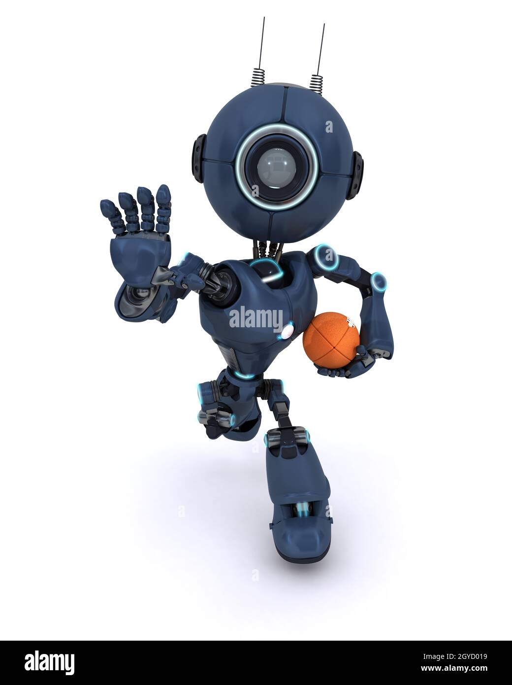 3D Rendern eines Androiden spielen American Football Stockfoto