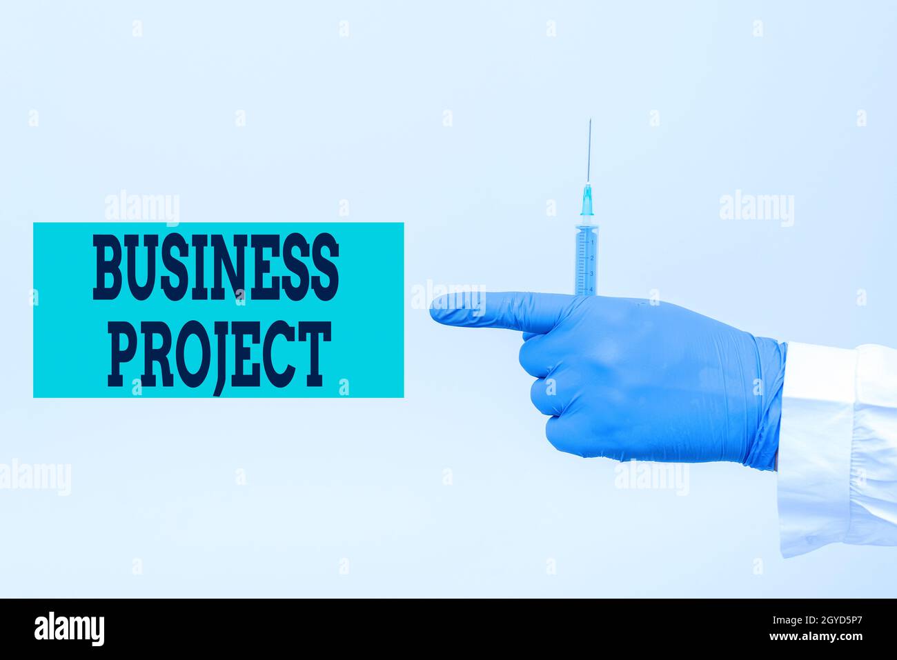 Konzeptunterschrift Business Project, Business Idea geplante Reihe von miteinander in Beziehung stehenden Aufgaben, die im Laufe der Zeit ausgeführt werden sollen Chemiker präsentiert Infection Cure, docto Stockfoto