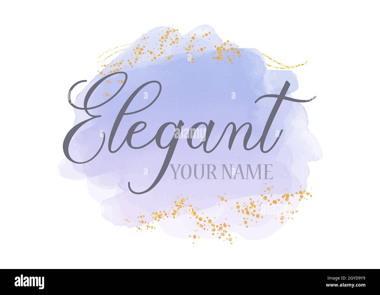 Elegantes, feminines Aquarell-Logodesign mit goldenem Glitzer Stockfoto