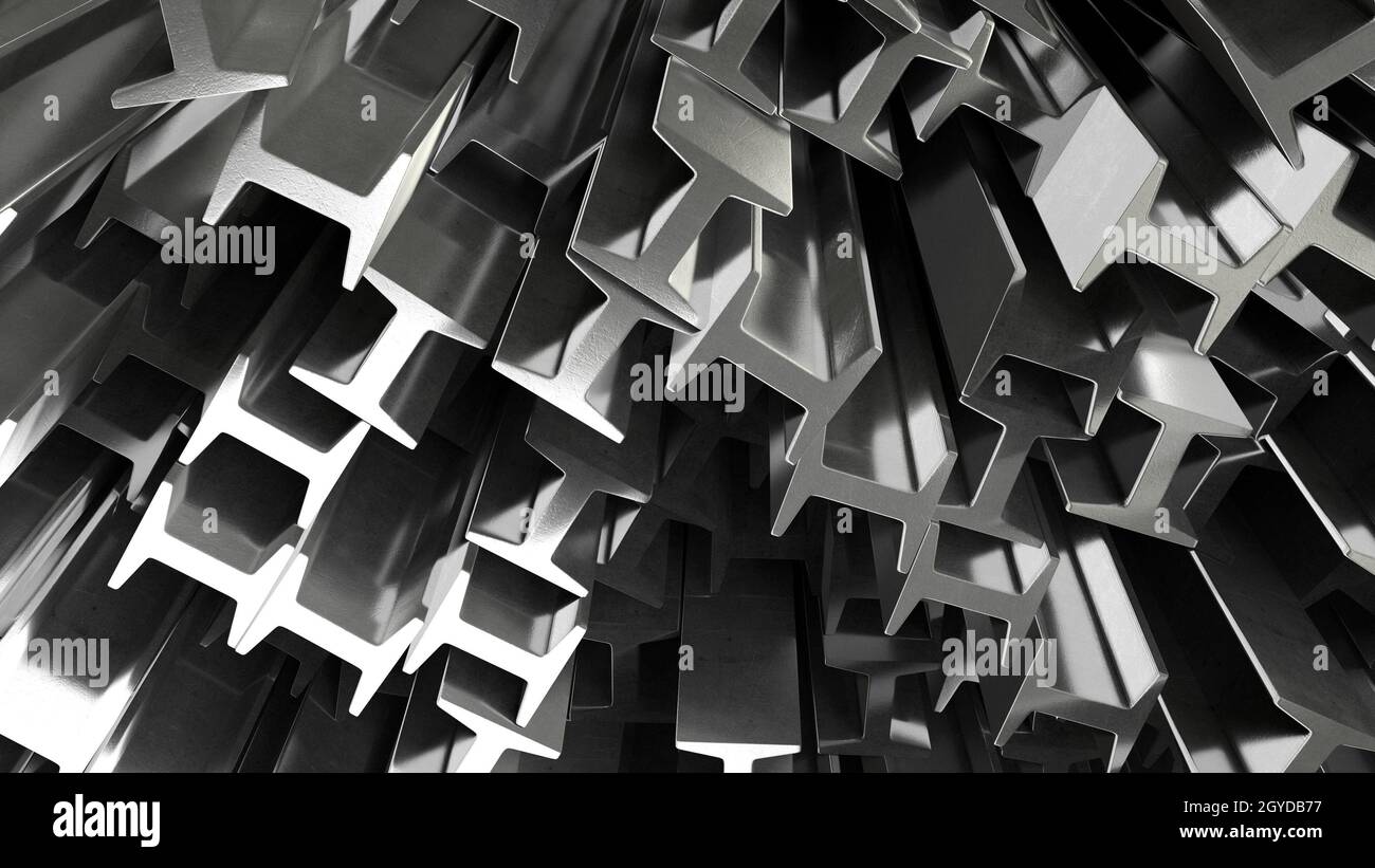 Rendern von 3D-Konstruktion Metallträger Stockfoto