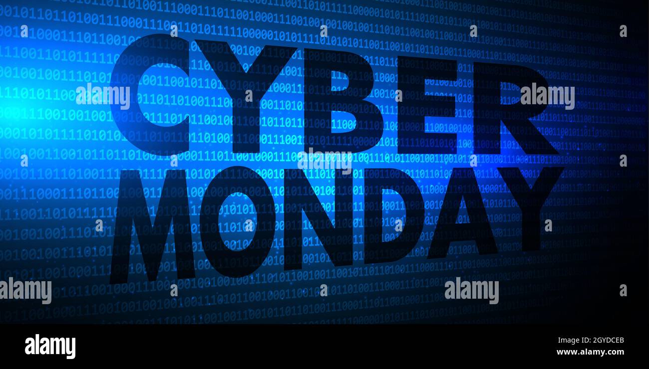 Modernes Cyber Monday-Banner mit Binärcode-Design Stockfoto
