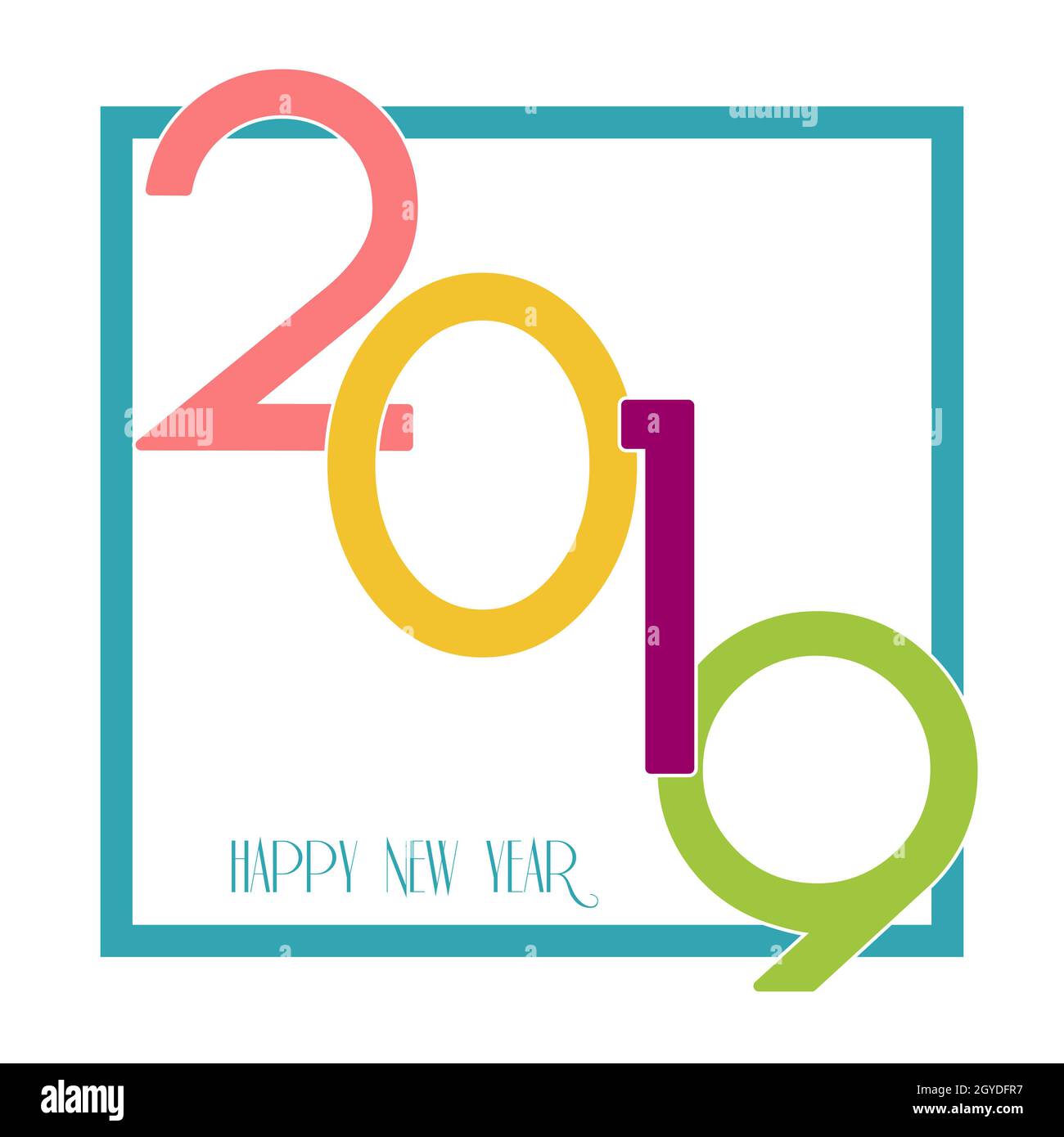Happy New Year Hintergrund mit einem vereinfachten Design Stockfoto